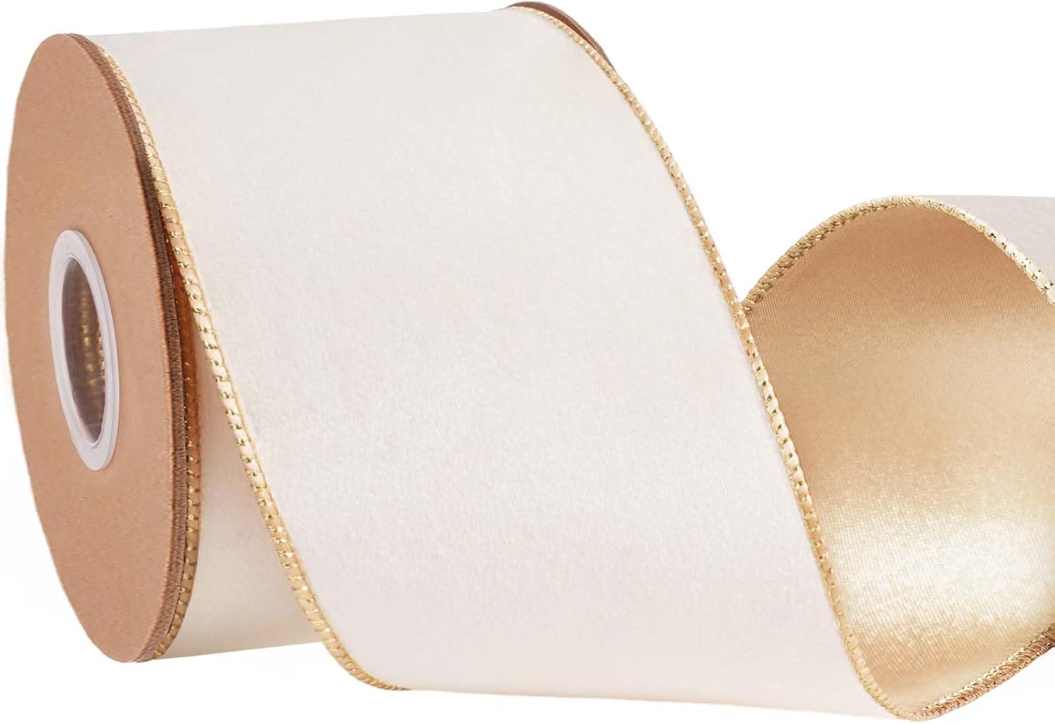 Black Velvet Wired Ribbon, Gold Edge, Gold Satin Back, 4 Inch