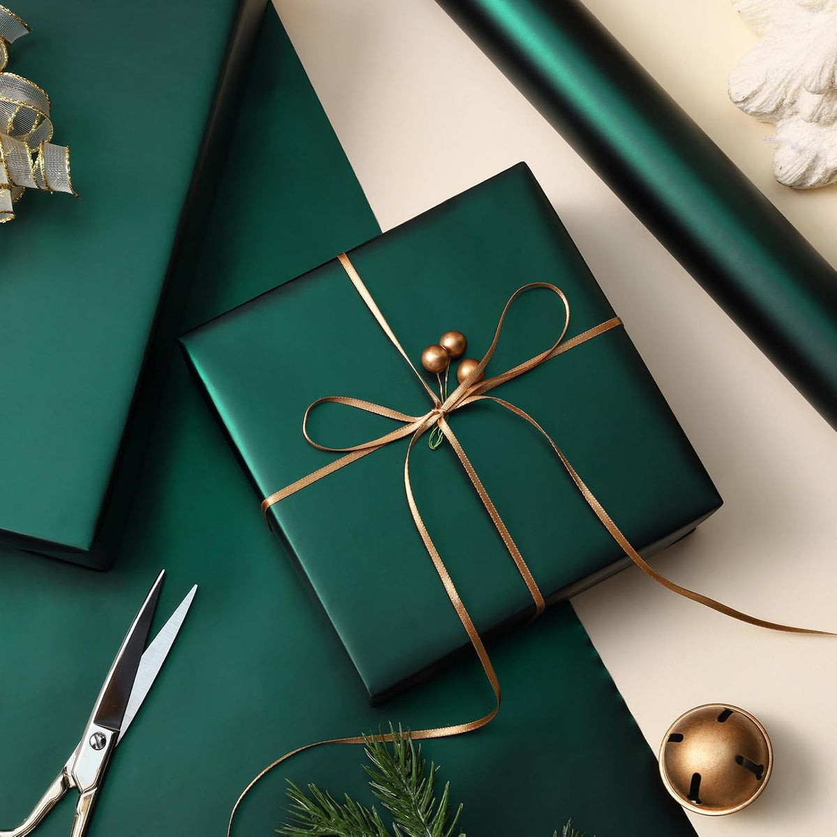 WRAPLA Burgundy Matte Metallic Wrapping Paper, Solid Color Gift Wrap