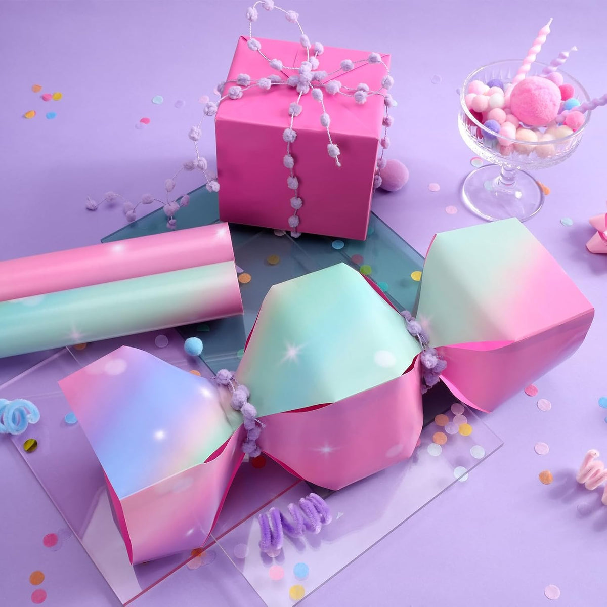 WRAPLA Butterfly Wrapping Paper for Girls Women Birthdays 43cm x 10m