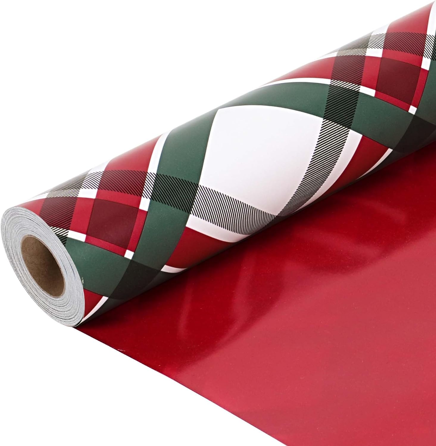 WRAPLA Reversible Christmas Wrapping Paper, Candy Cane Stripes 43cm x 10m