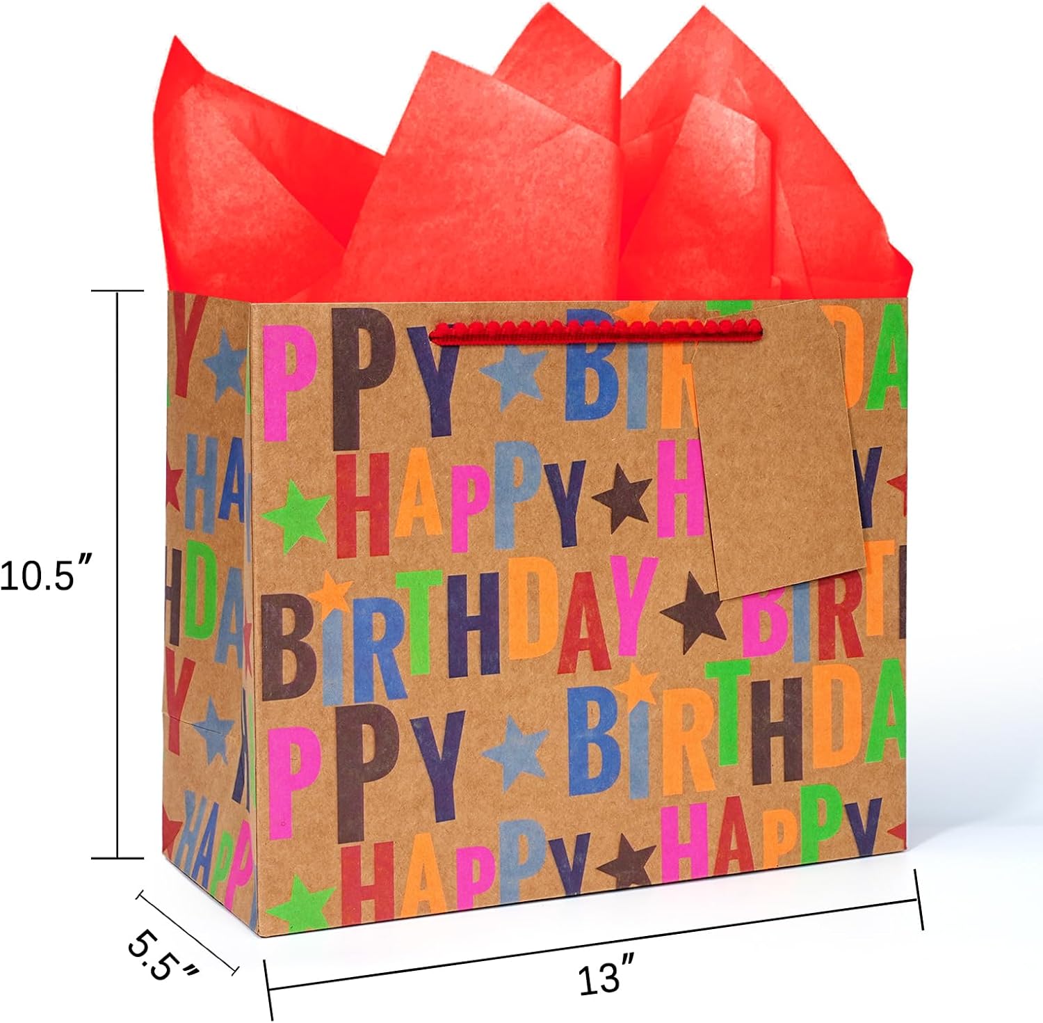 WRAPLA 13" Large Dinosaur Birthday Gift Bag, Blue Holographic Design