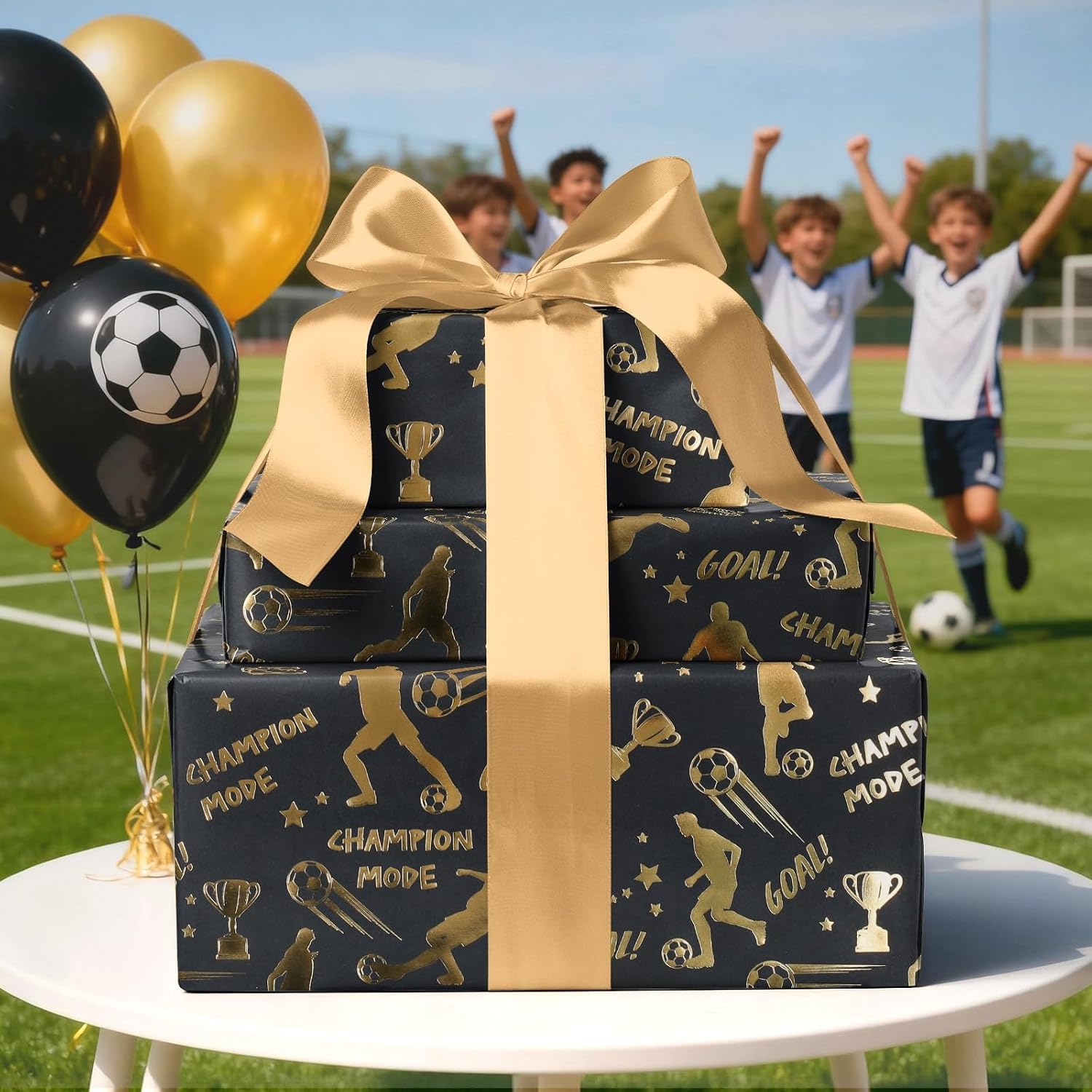 WRAPLA Baseball Kraft Wrapping Paper Baseball Glove and Ball Design