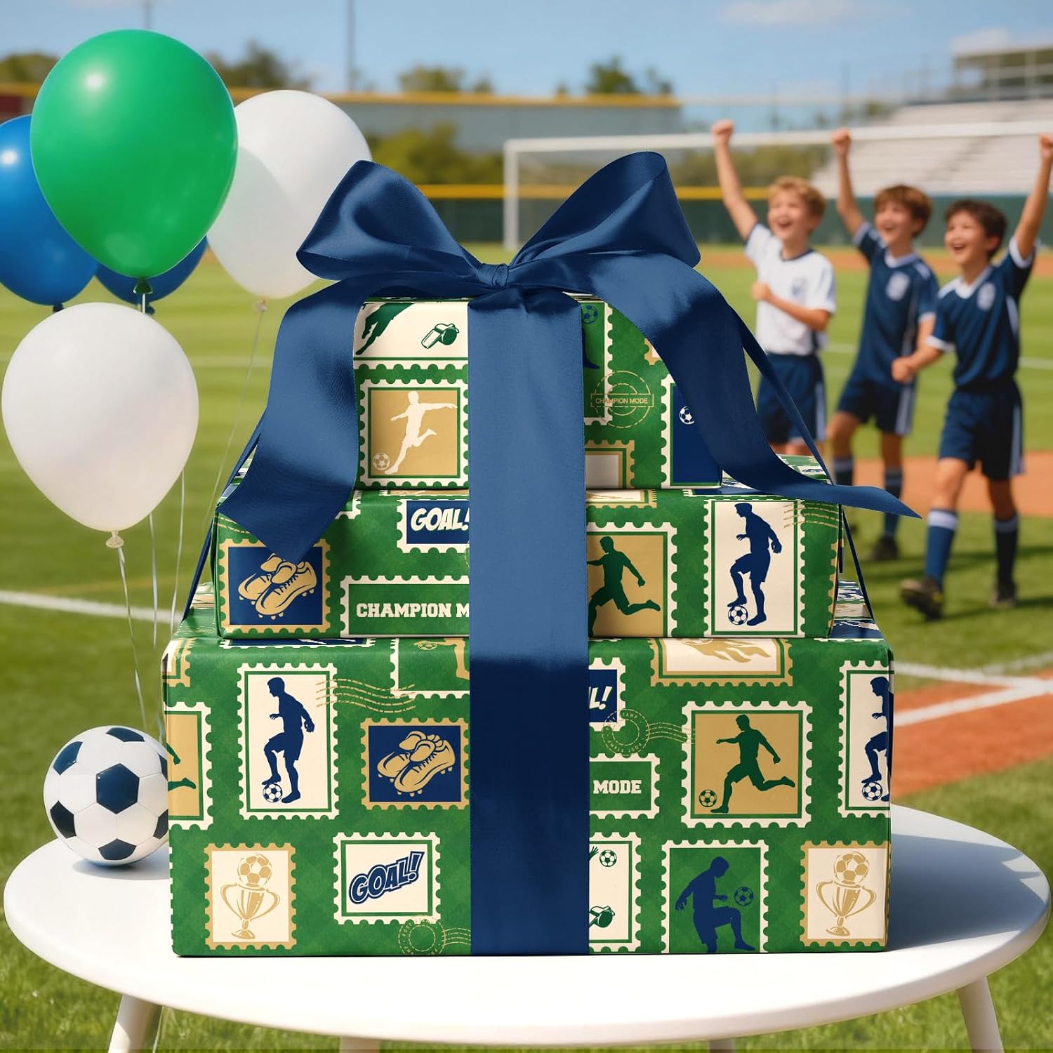 WRAPLA Baseball Kraft Wrapping Paper Baseball Glove and Ball Design