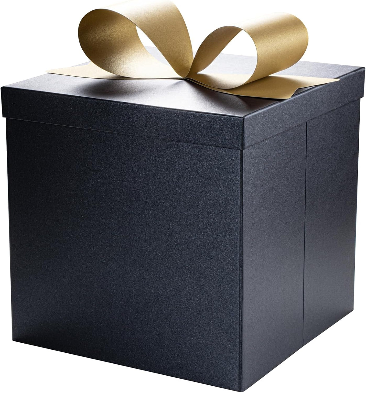 WRAPLA Large Black Gift Boxes with Lids, 10x10x10 Inch Foldable Design