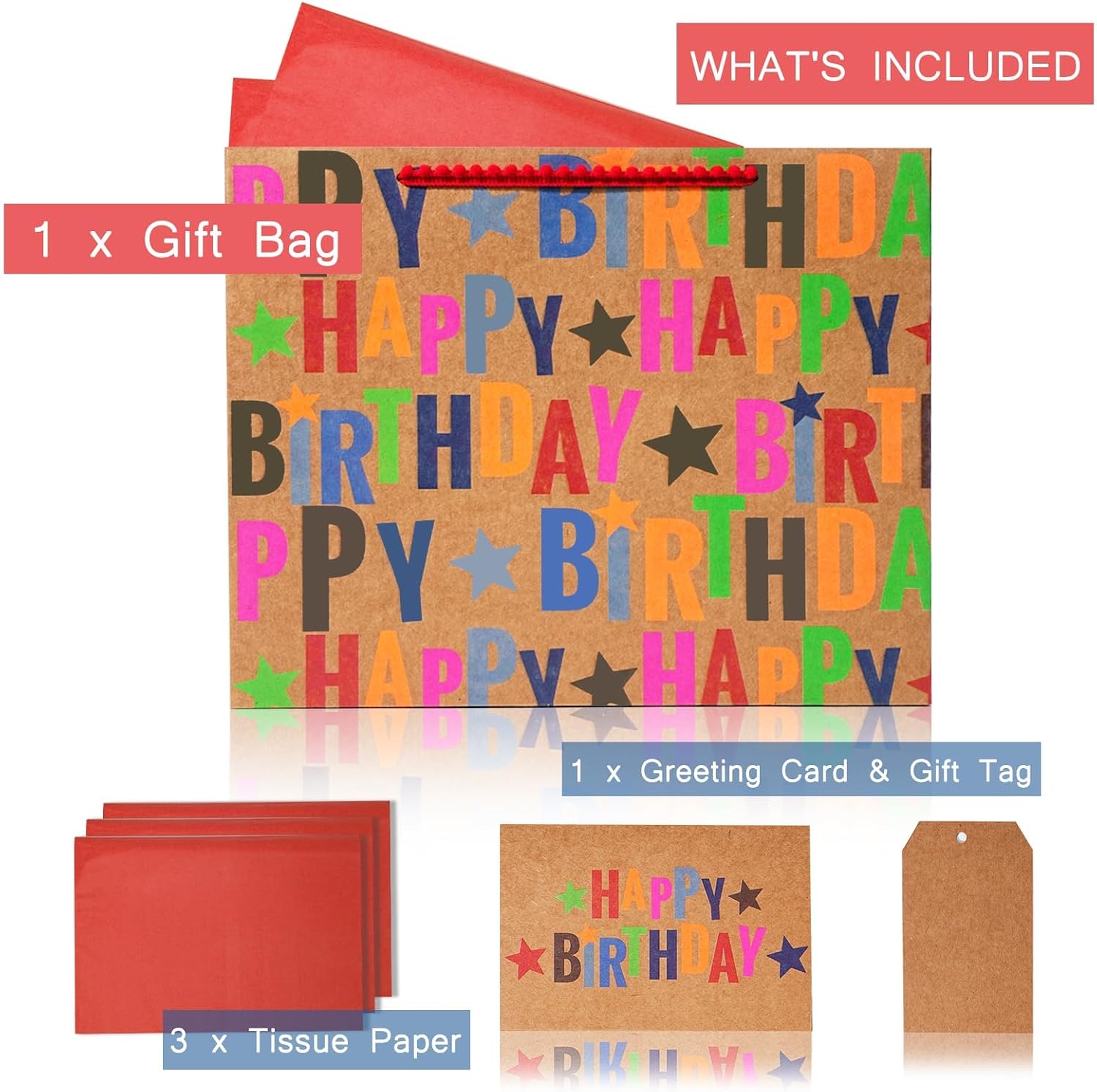 WRAPLA 13" Large Dinosaur Birthday Gift Bag, Blue Holographic Design