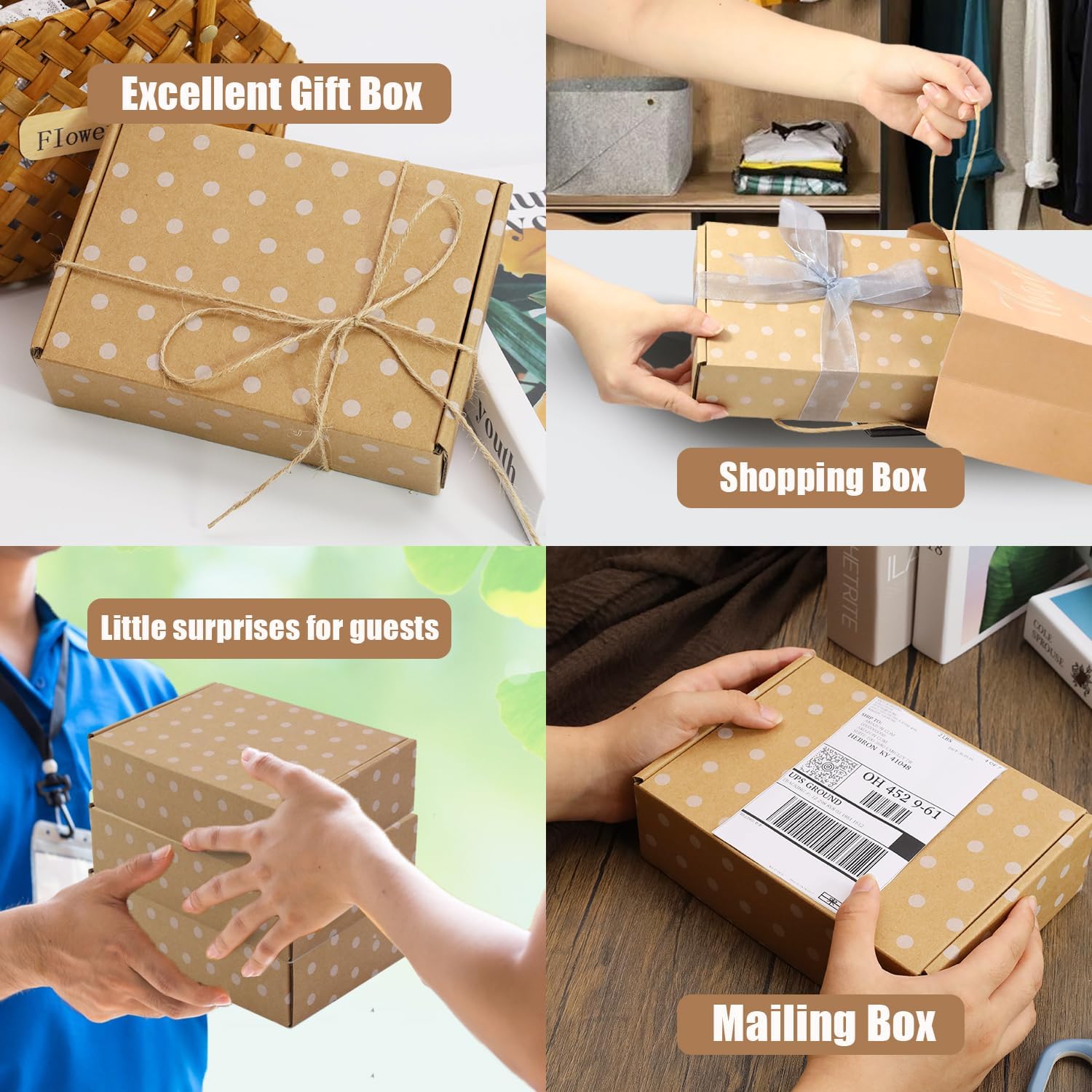 25 Pack Corrugated Cardboard Shipping Boxes 152x100x76mm (6x4x3 Inch) - Kraft Gift Boxes for Mailing, Gift Wrapping & Storage, Mailer Boxes for Business
