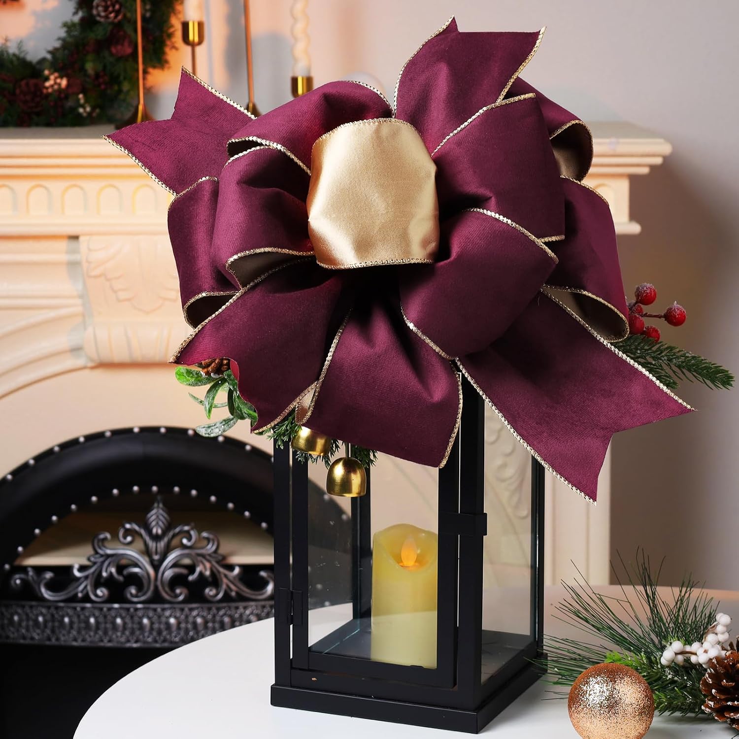 Black Velvet Wired Ribbon, Gold Edge, Gold Satin Back, 4 Inch