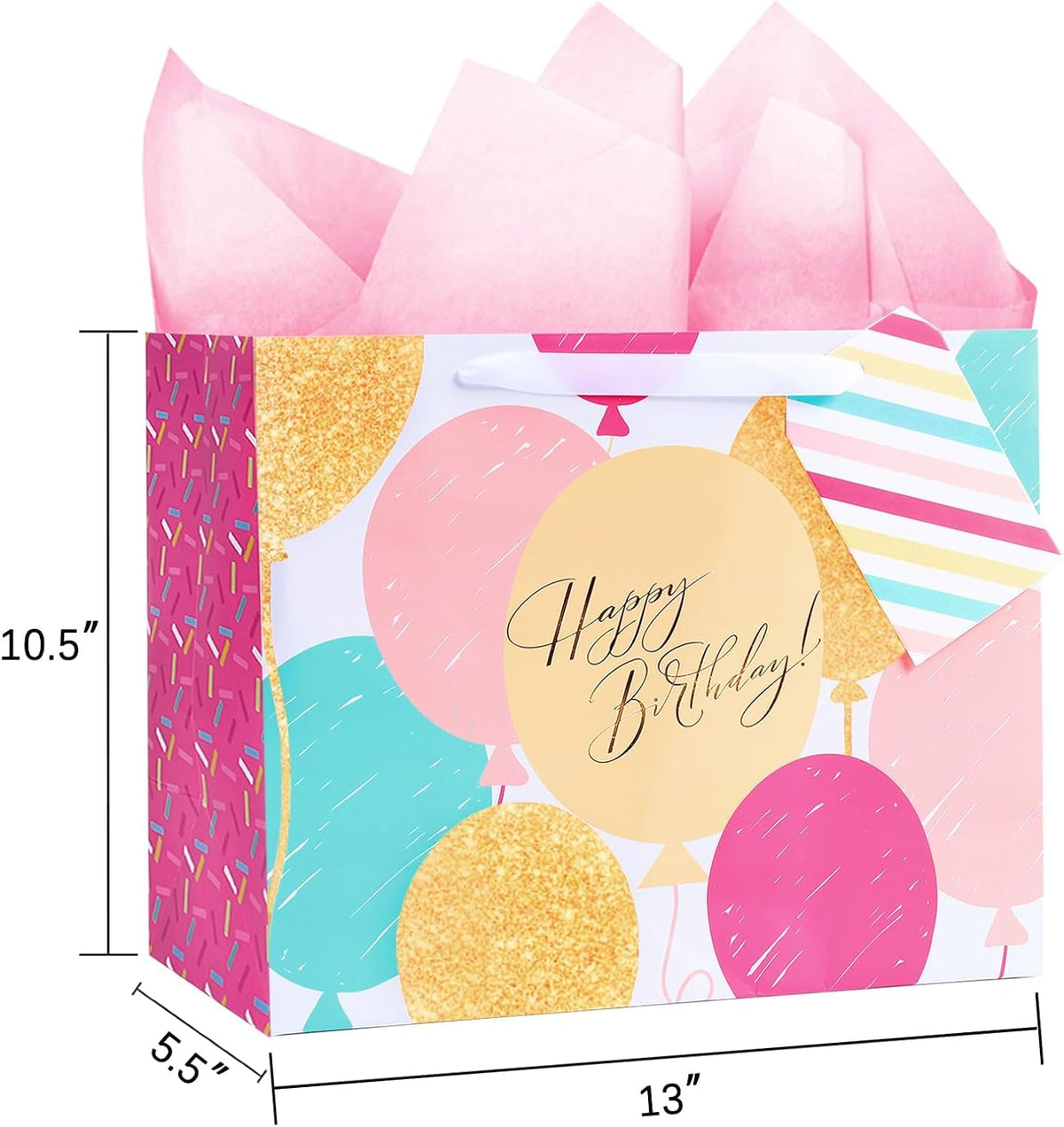 WRAPLA 13" Large Dinosaur Birthday Gift Bag, Blue Holographic Design