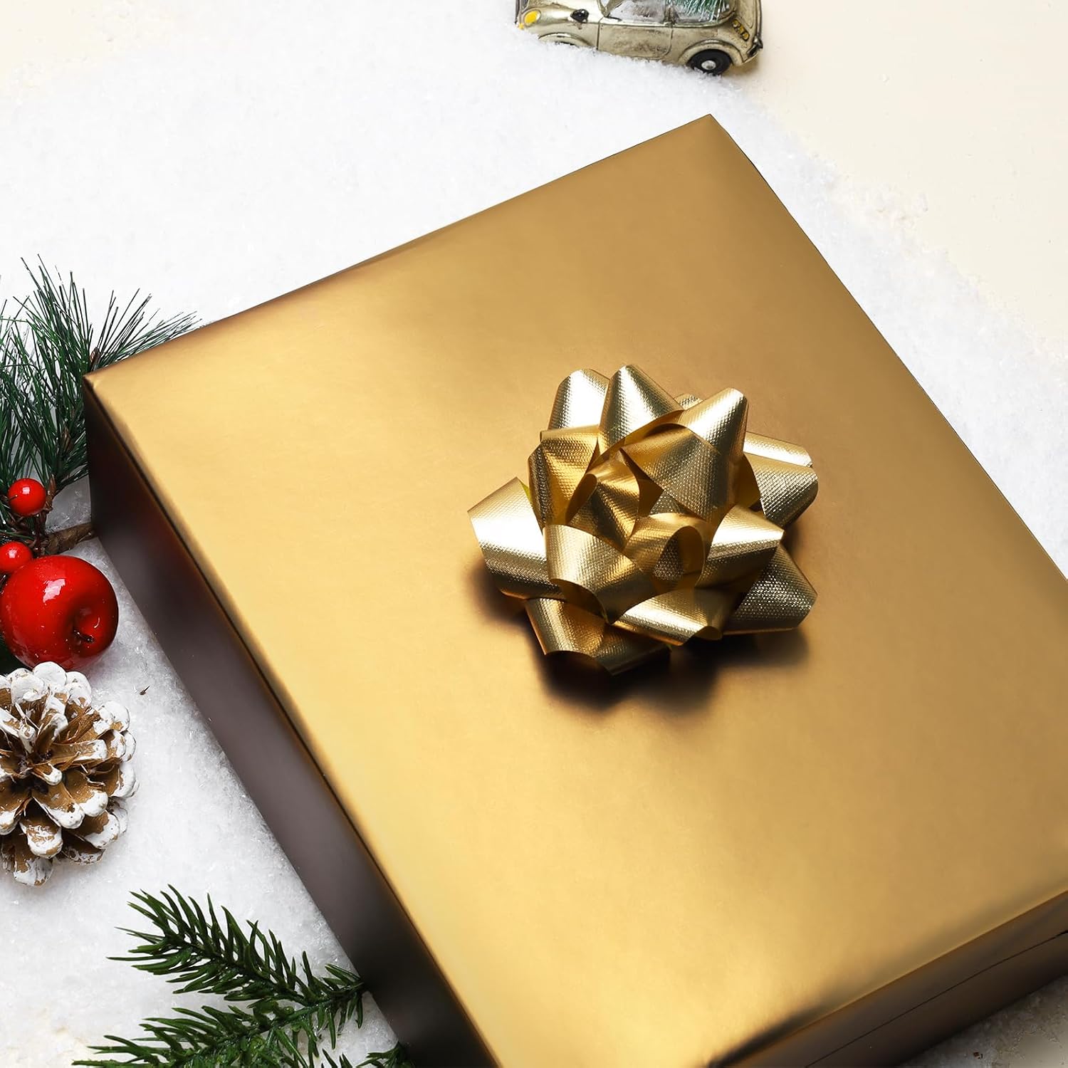 WRAPLA Burgundy Matte Metallic Wrapping Paper, Solid Color Gift Wrap