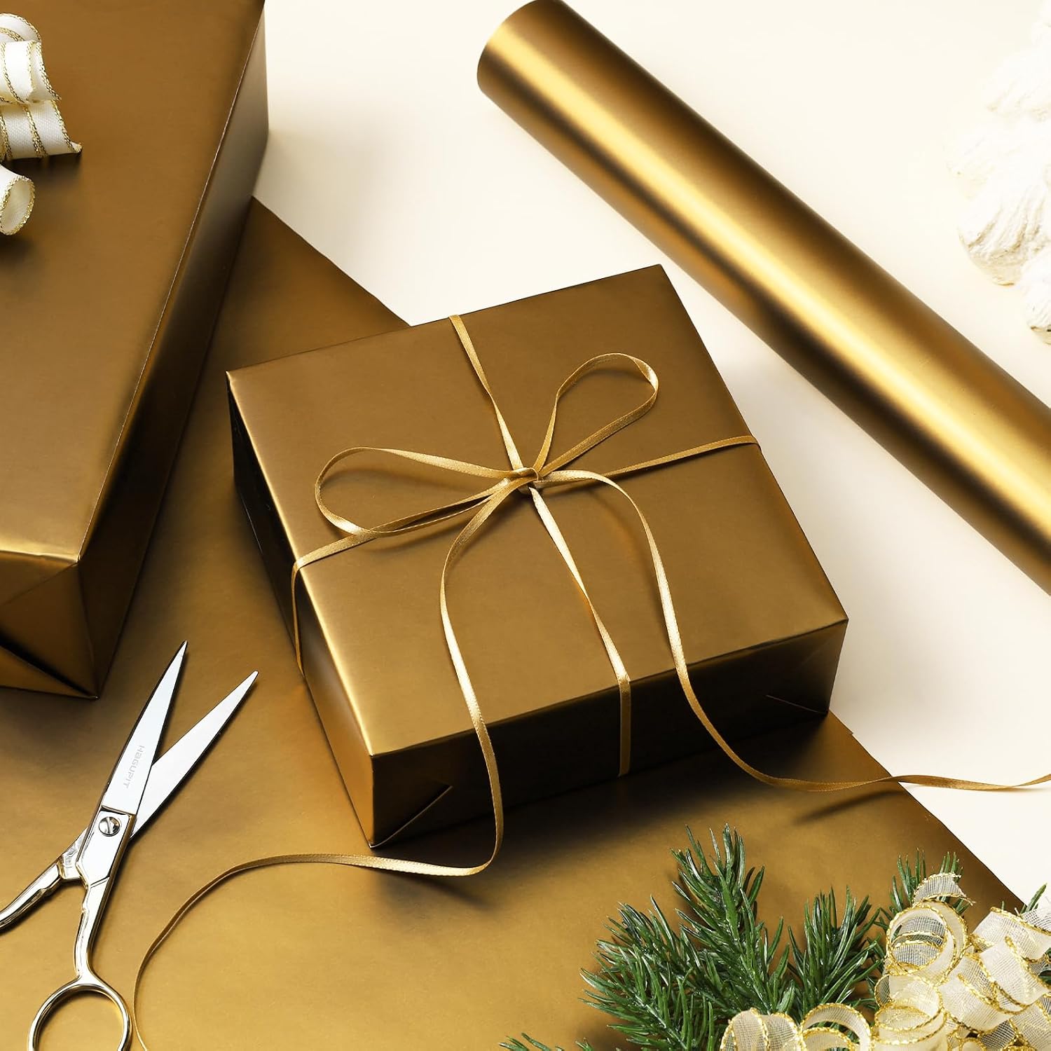 WRAPLA Burgundy Matte Metallic Wrapping Paper, Solid Color Gift Wrap