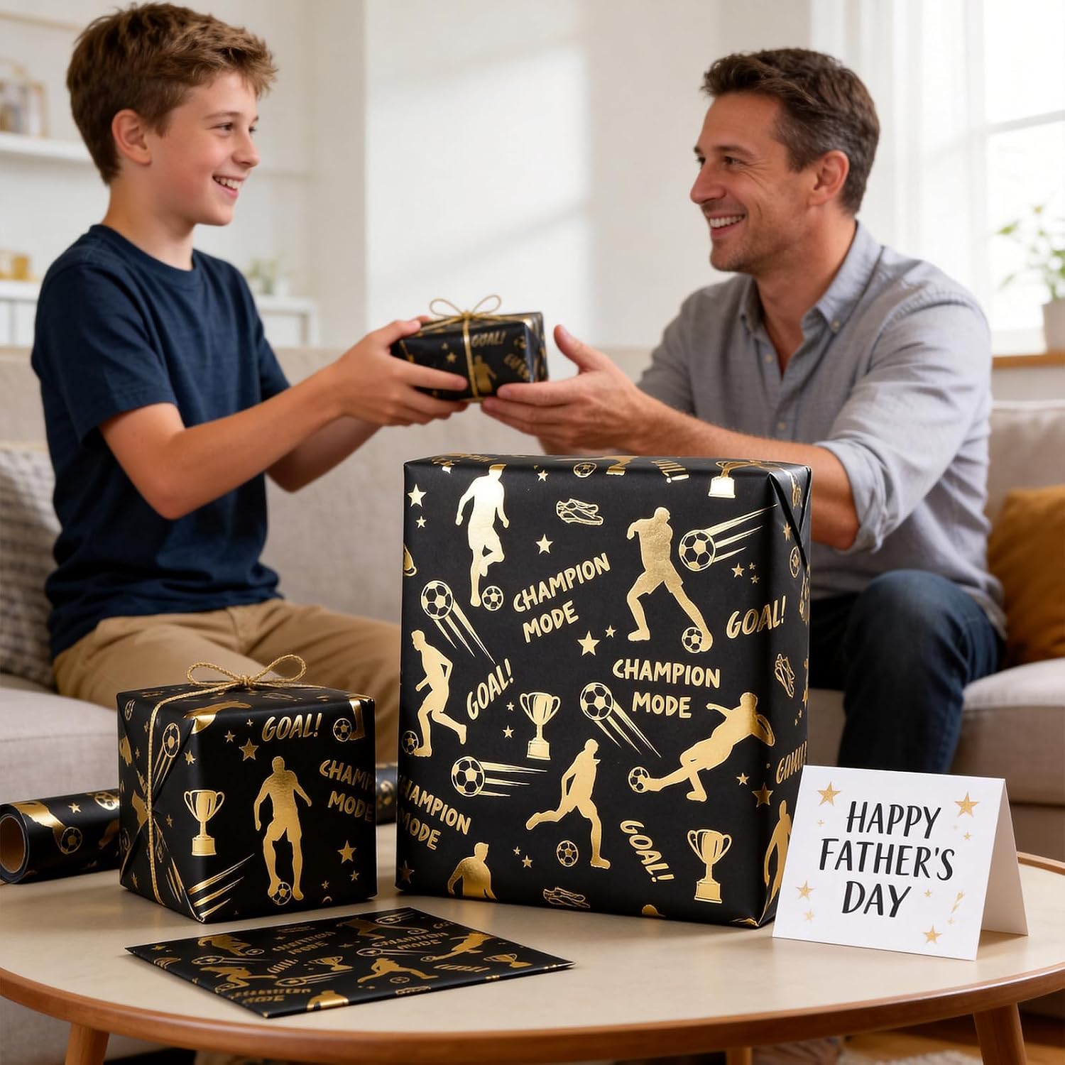 WRAPLA Baseball Kraft Wrapping Paper Baseball Glove and Ball Design