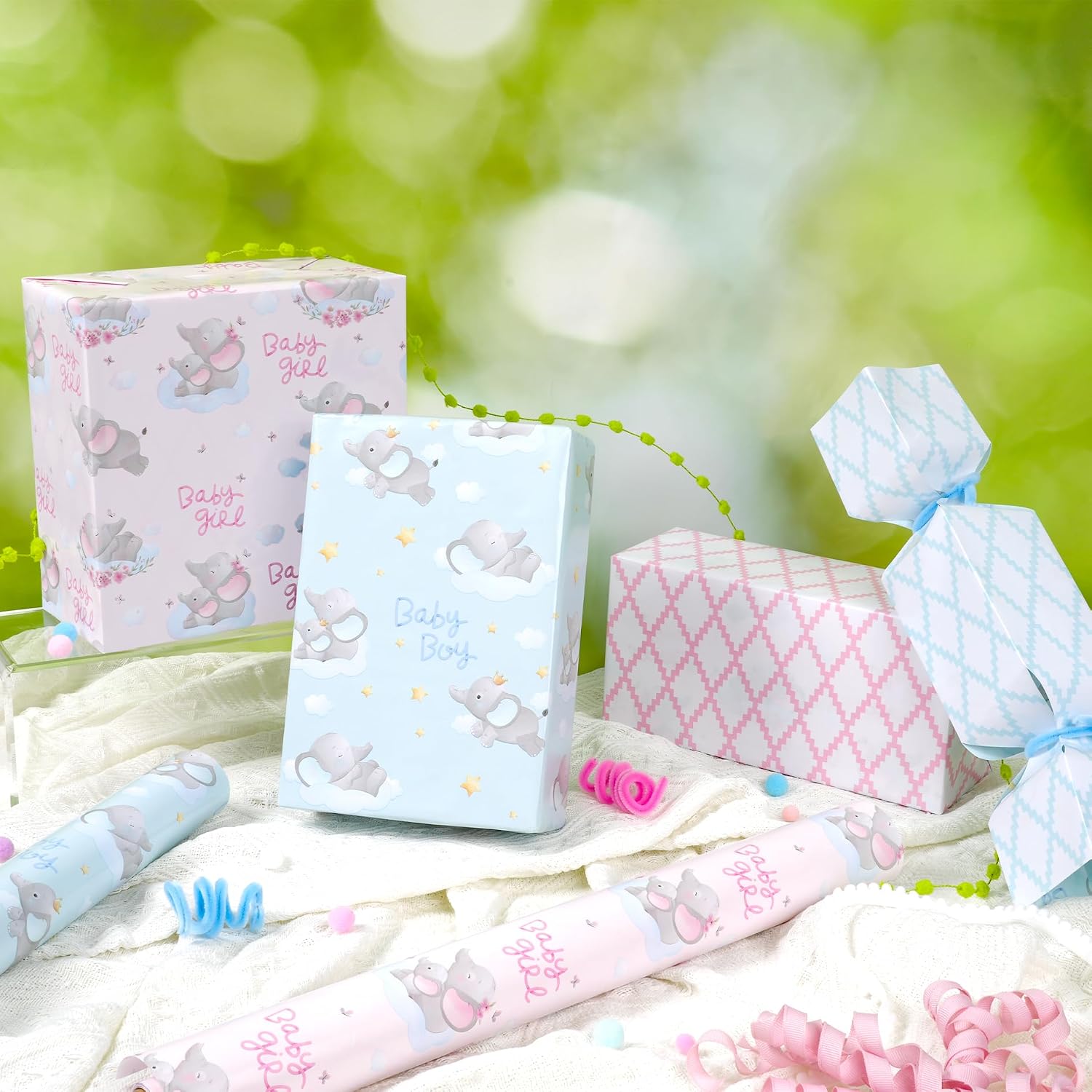 WRAPLA Bright Wrapping Paper, Balloons Dots For kid Birthday & Baby shower