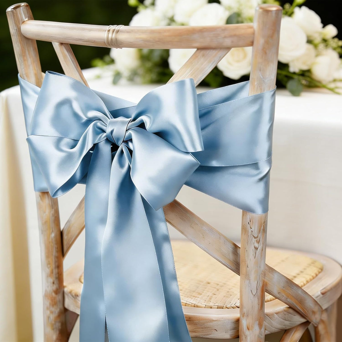 Light Blue Satin Ribbon 3 Inch 10 Yards Double Faced Luxury Baby Blue Silk Ribbon for Gift Wrapping Flower Bouquets Bow Christmas Wedding Party Decoration