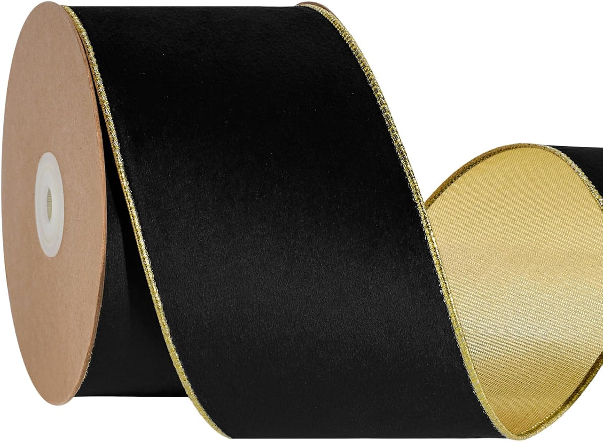 Black Velvet Wired Ribbon 1 Inch x 10 Yards
