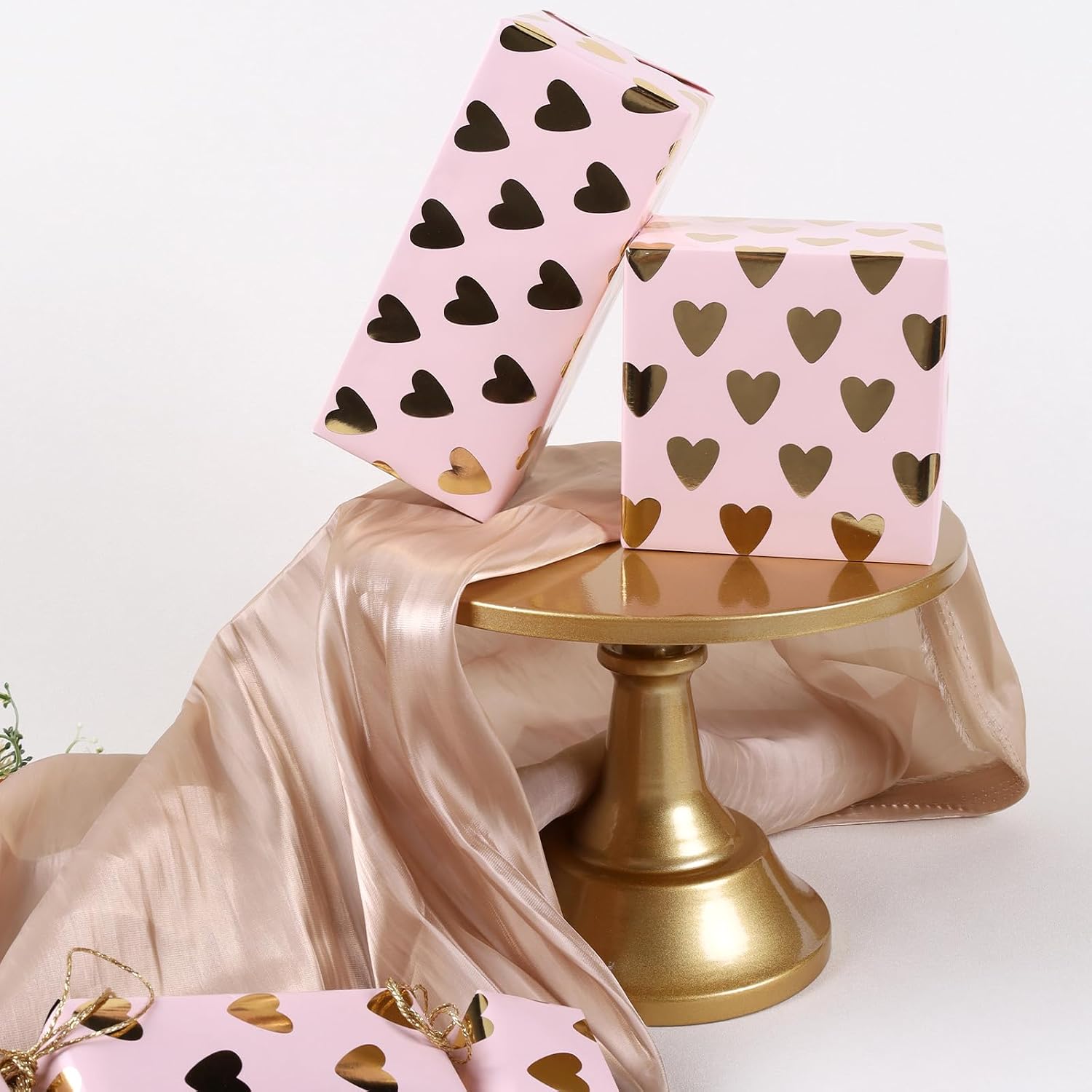 WRAPLA Luxury Wrapping Paper, White Gold Botanical Foil for Wedding Gifts