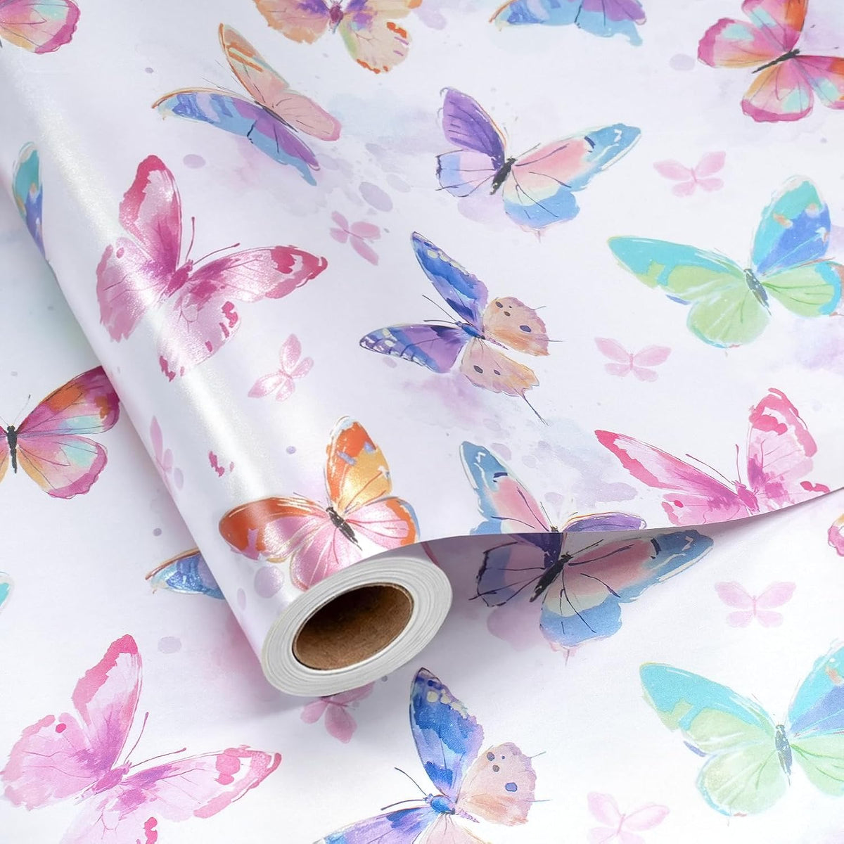 WRAPLA Butterfly Wrapping Paper for Girls Women Birthdays 43cm x 10m
