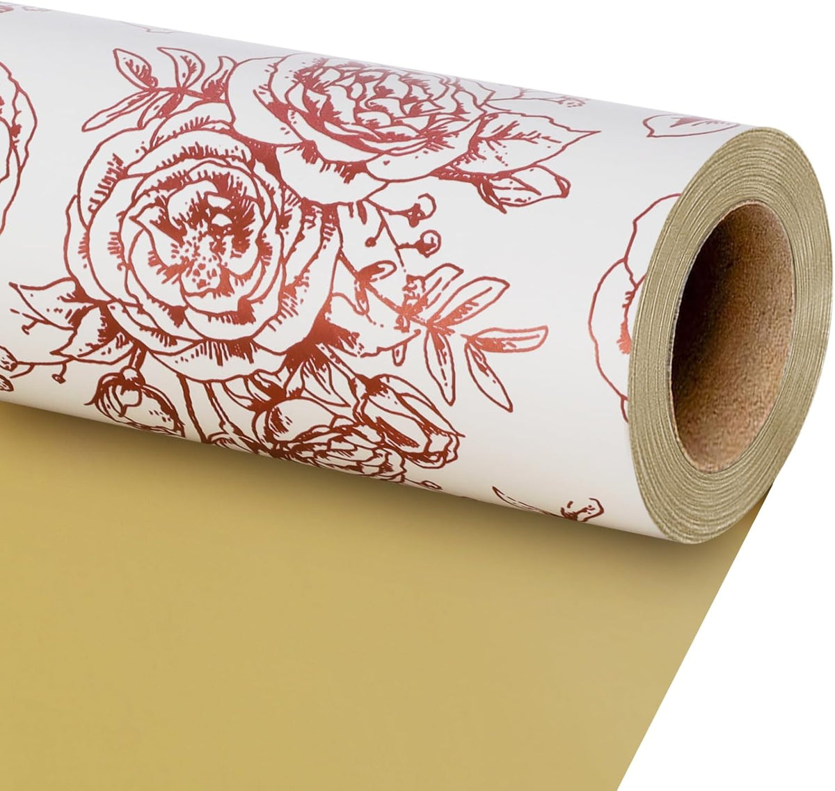 WRAPLA Luxury Wrapping Paper, White Gold Botanical Foil for Wedding Gifts