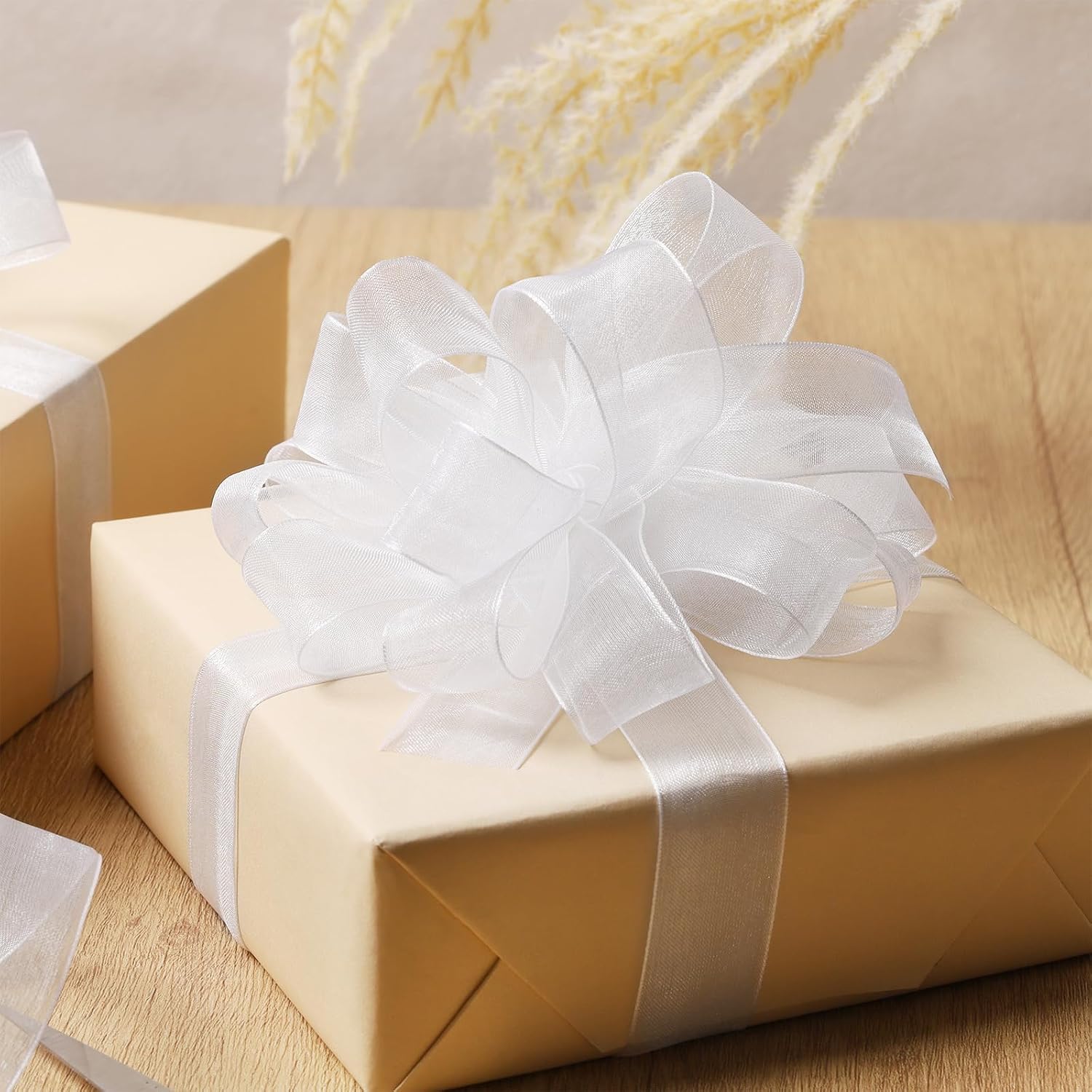 White Sheer Organza Ribbon 1In x 25Yds for Wedding & Craft Decor