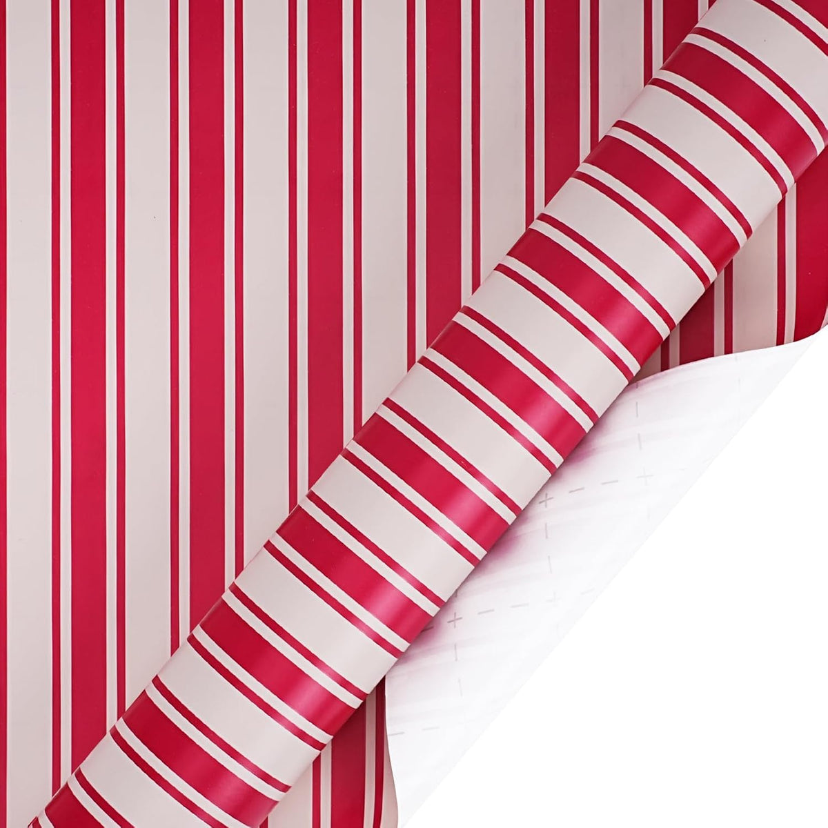 WRAPLA Reversible Christmas Wrapping Paper, Candy Cane Stripes 43cm x 10m