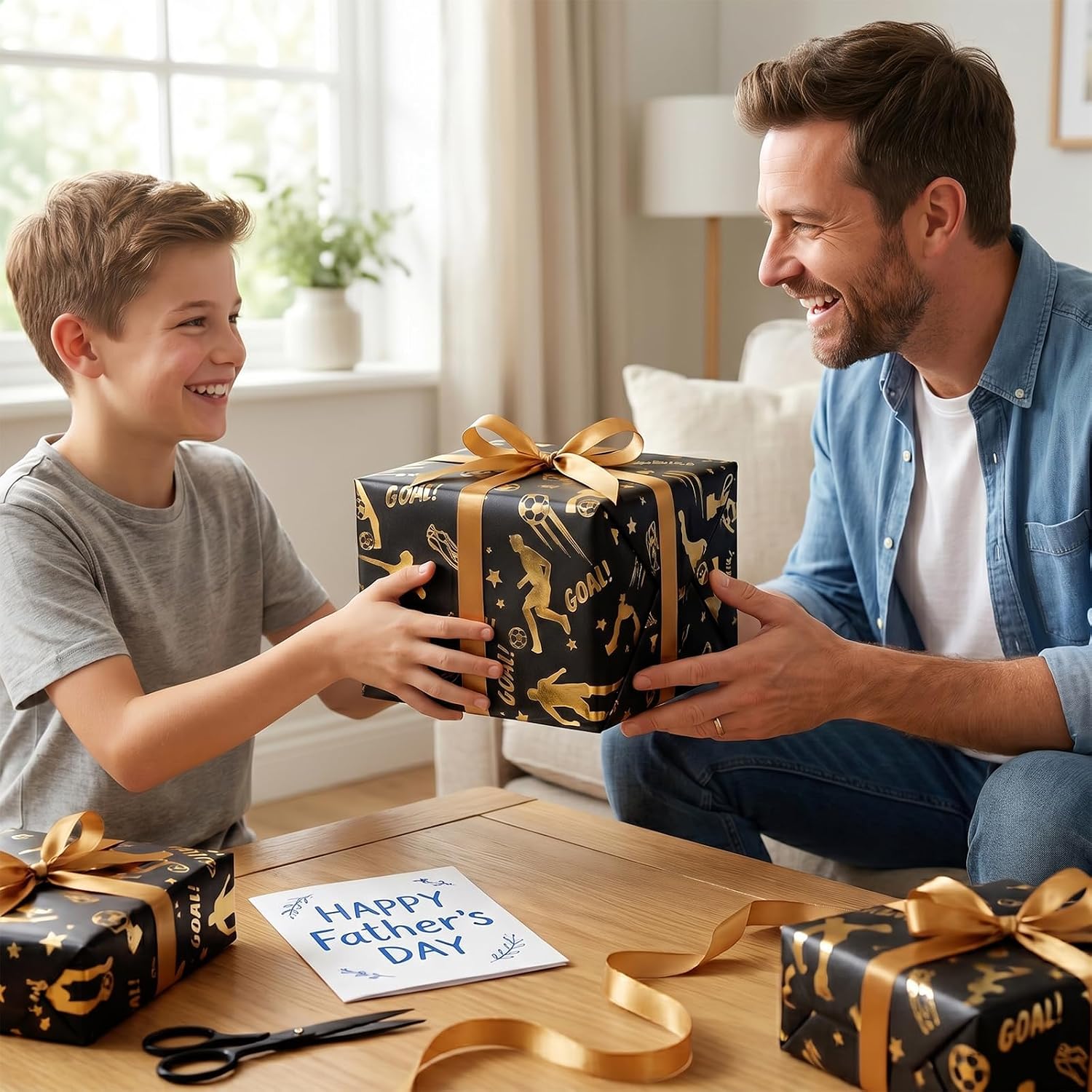 WRAPLA Baseball Kraft Wrapping Paper Baseball Glove and Ball Design