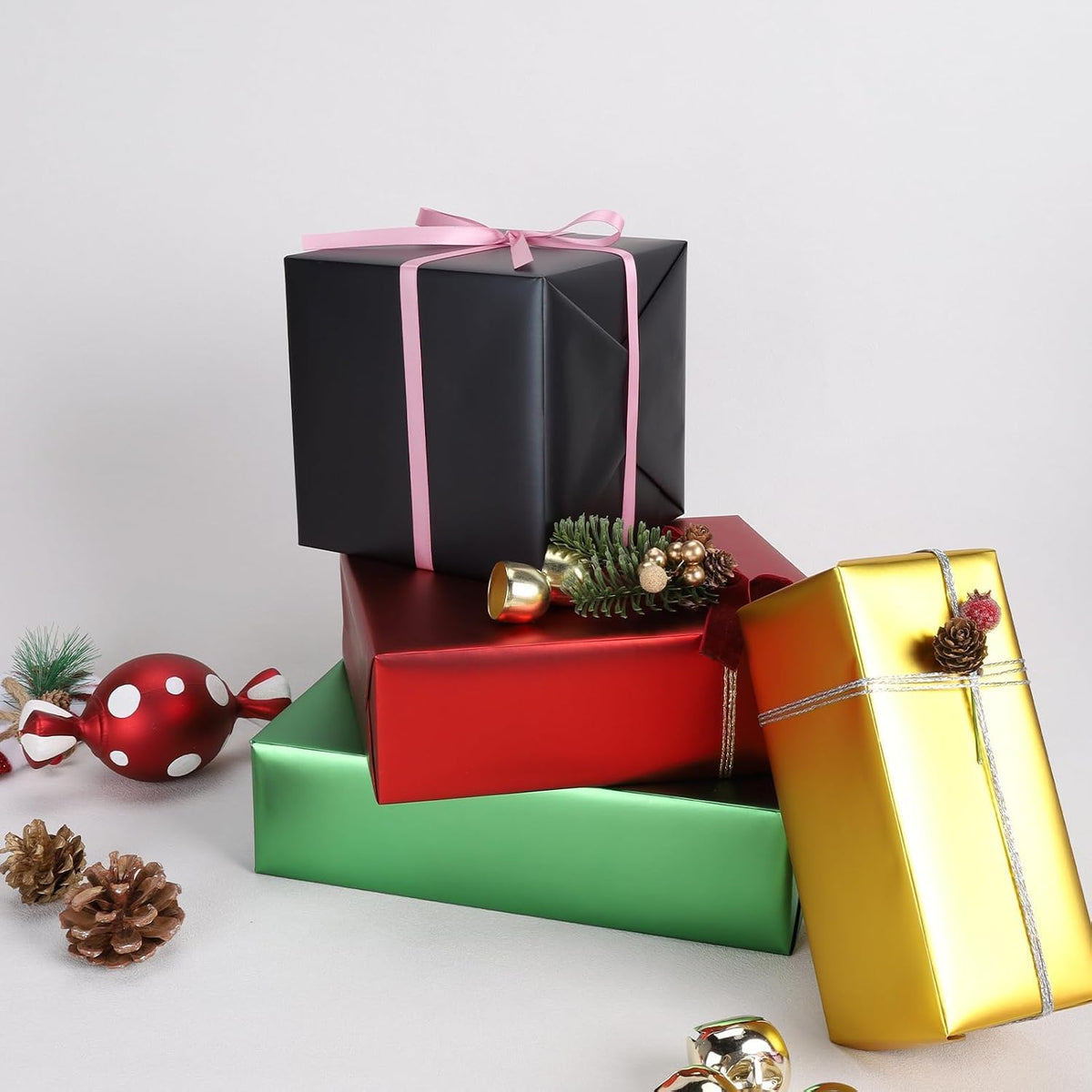 WRAPLA Burgundy Matte Metallic Wrapping Paper, Solid Color Gift Wrap