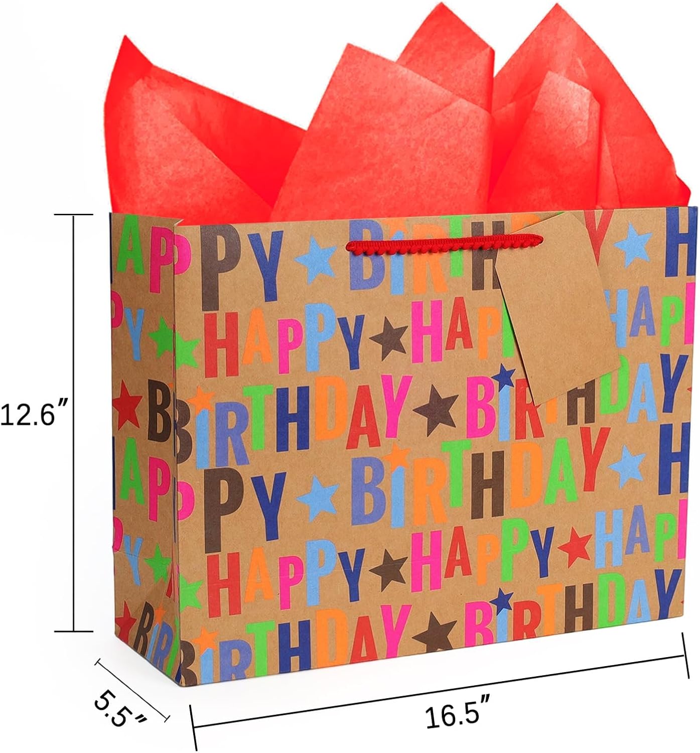 WRAPLA 13" Large Dinosaur Birthday Gift Bag, Blue Holographic Design