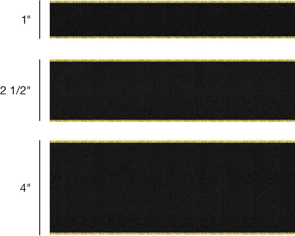Black Velvet Wired Ribbon 1 Inch x 10 Yards