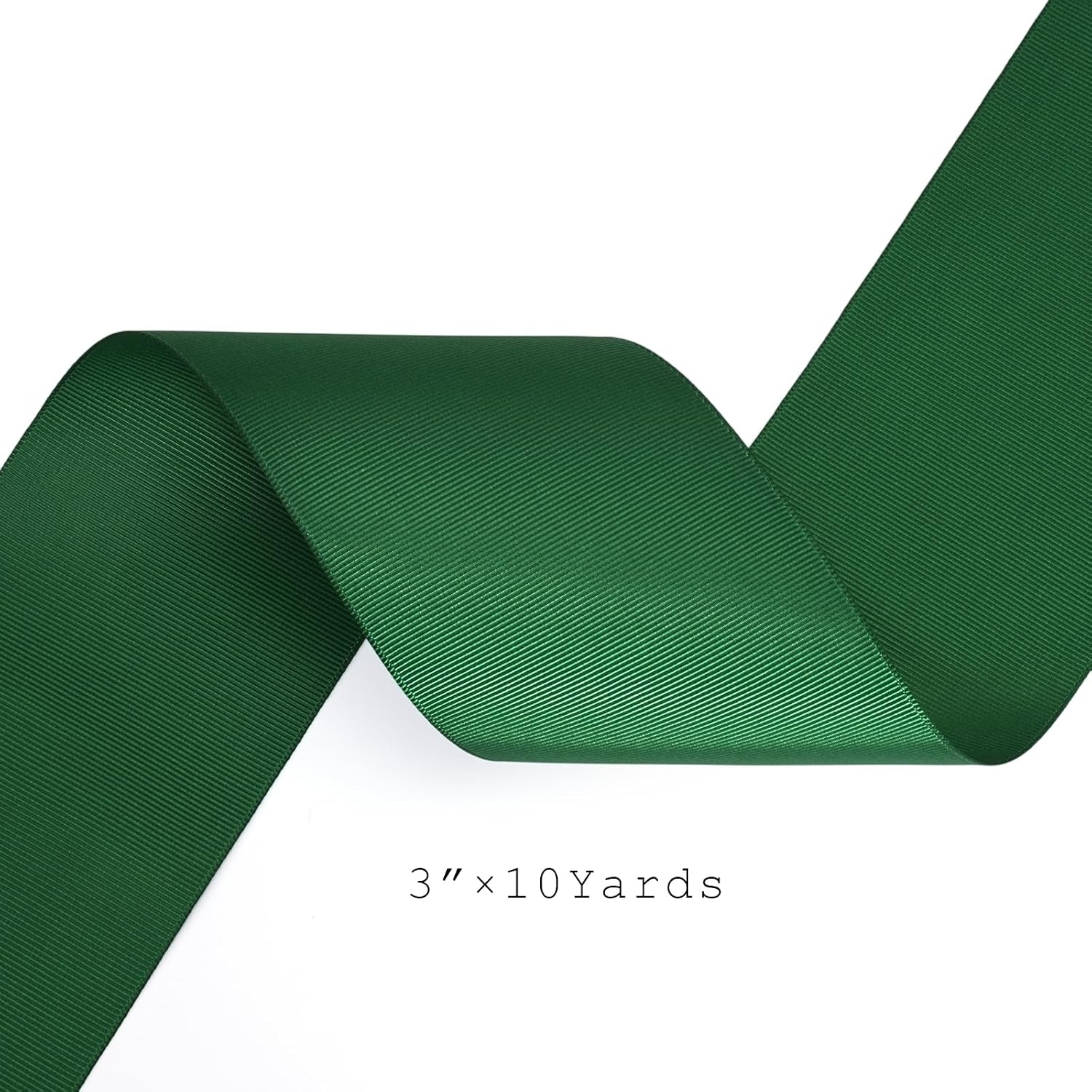 3In x 10Yds Green Grosgrain Ribbon for Christmas & Craft Decor