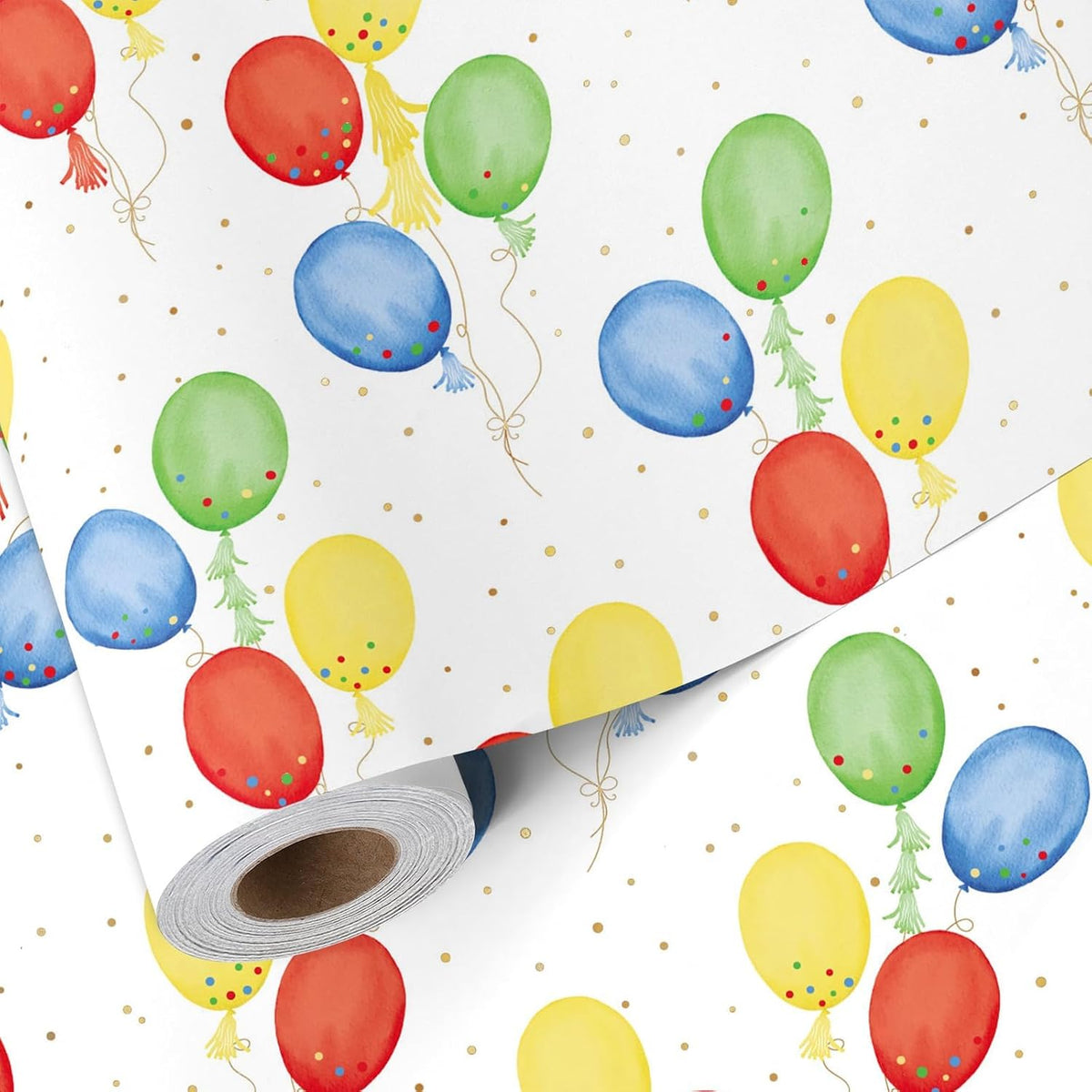 WRAPLA Birthday Balloons Wrapping Paper for Boys Girls 43cm x 10m