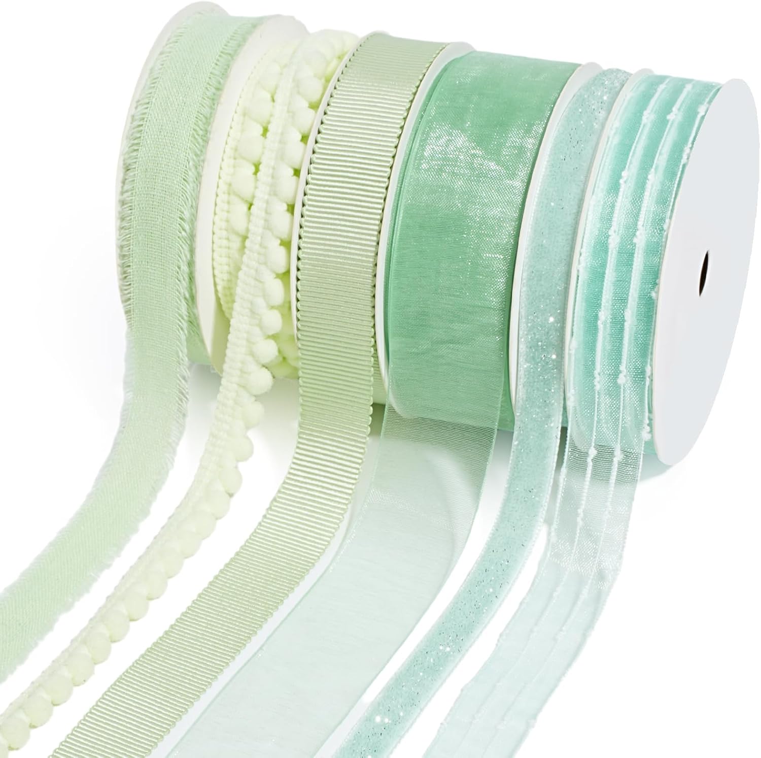 Black Ribbons for Crafts 6 Rolls, 30 Yards, Polka Dot & Glitter