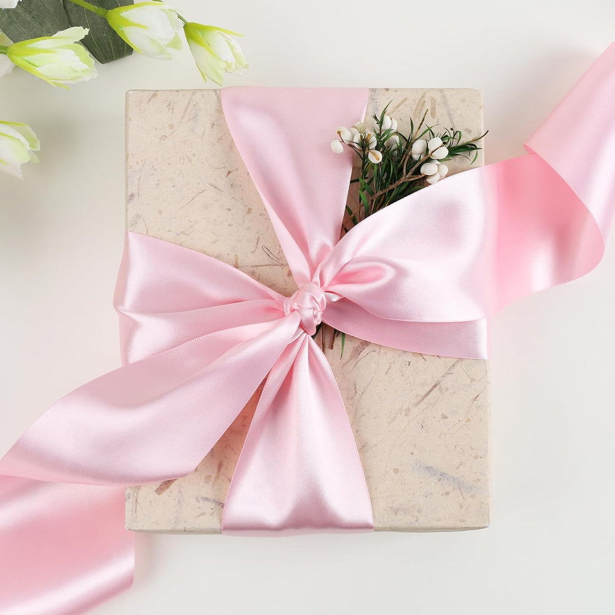 Light Blue Satin Ribbon 3 Inch 10 Yards Double Faced Luxury Baby Blue Silk Ribbon for Gift Wrapping Flower Bouquets Bow Christmas Wedding Party Decoration