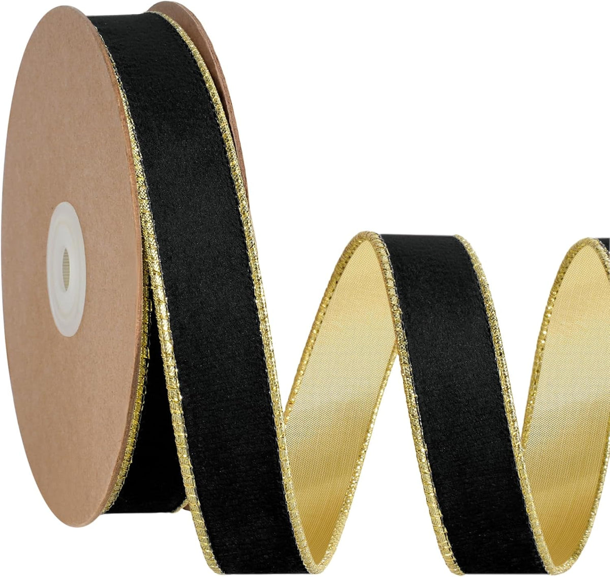 Black Velvet Wired Ribbon 1 Inch x 10 Yards
