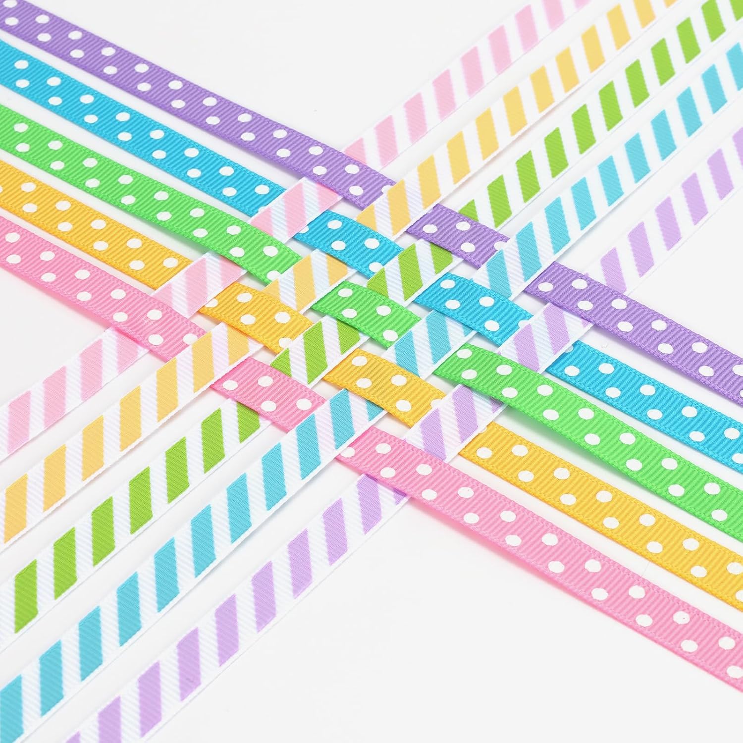 3/8" Polka Dot Grosgrain Ribbon Set 100 Yards for Wedding Gifts
