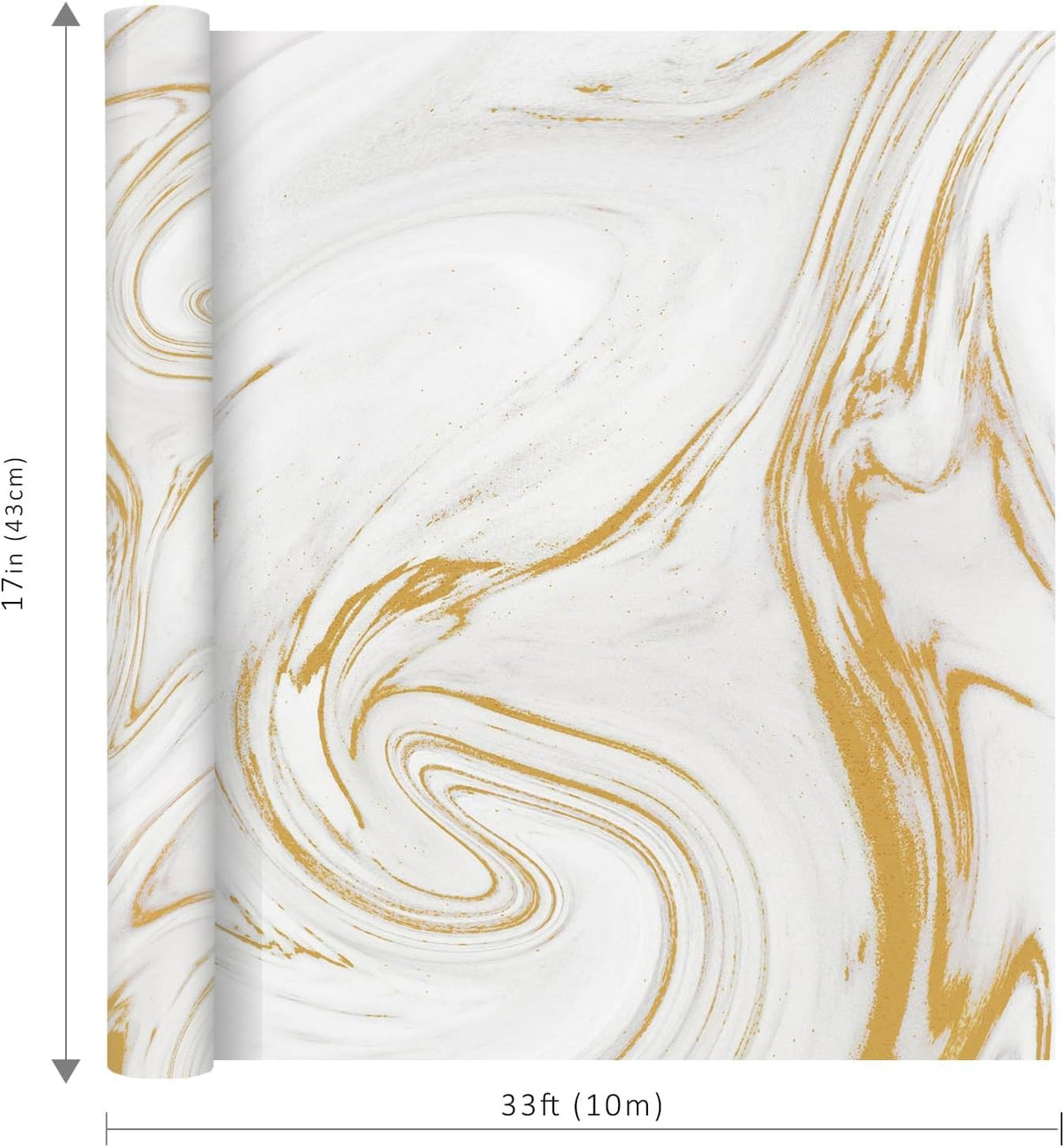 WRAPLA Luxury Wrapping Paper, White Gold Botanical Foil for Wedding Gifts
