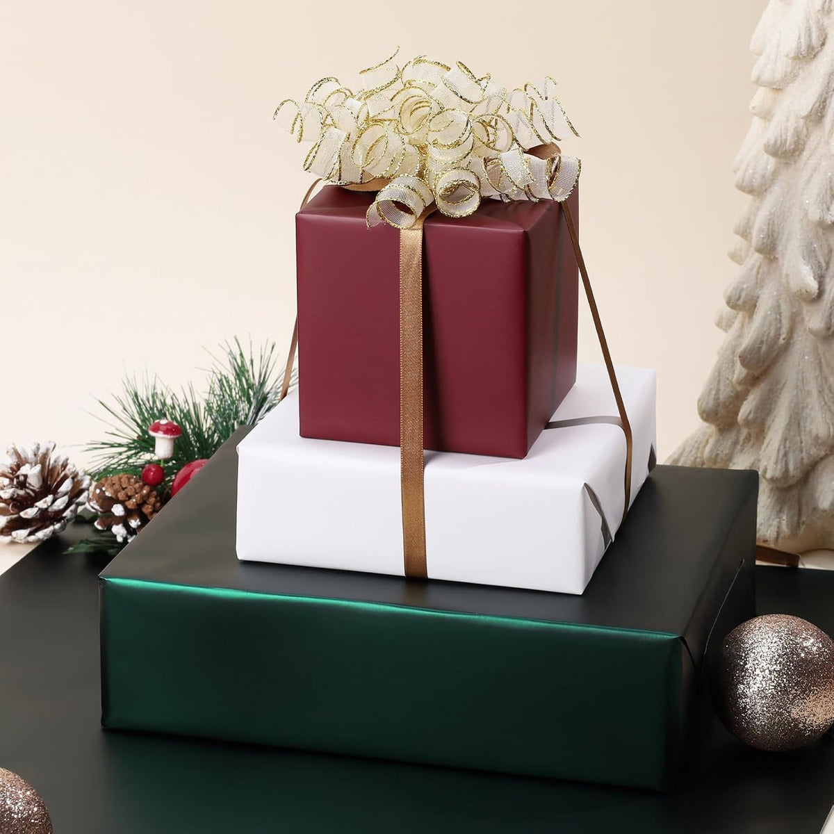 WRAPLA Burgundy Matte Metallic Wrapping Paper, Solid Color Gift Wrap