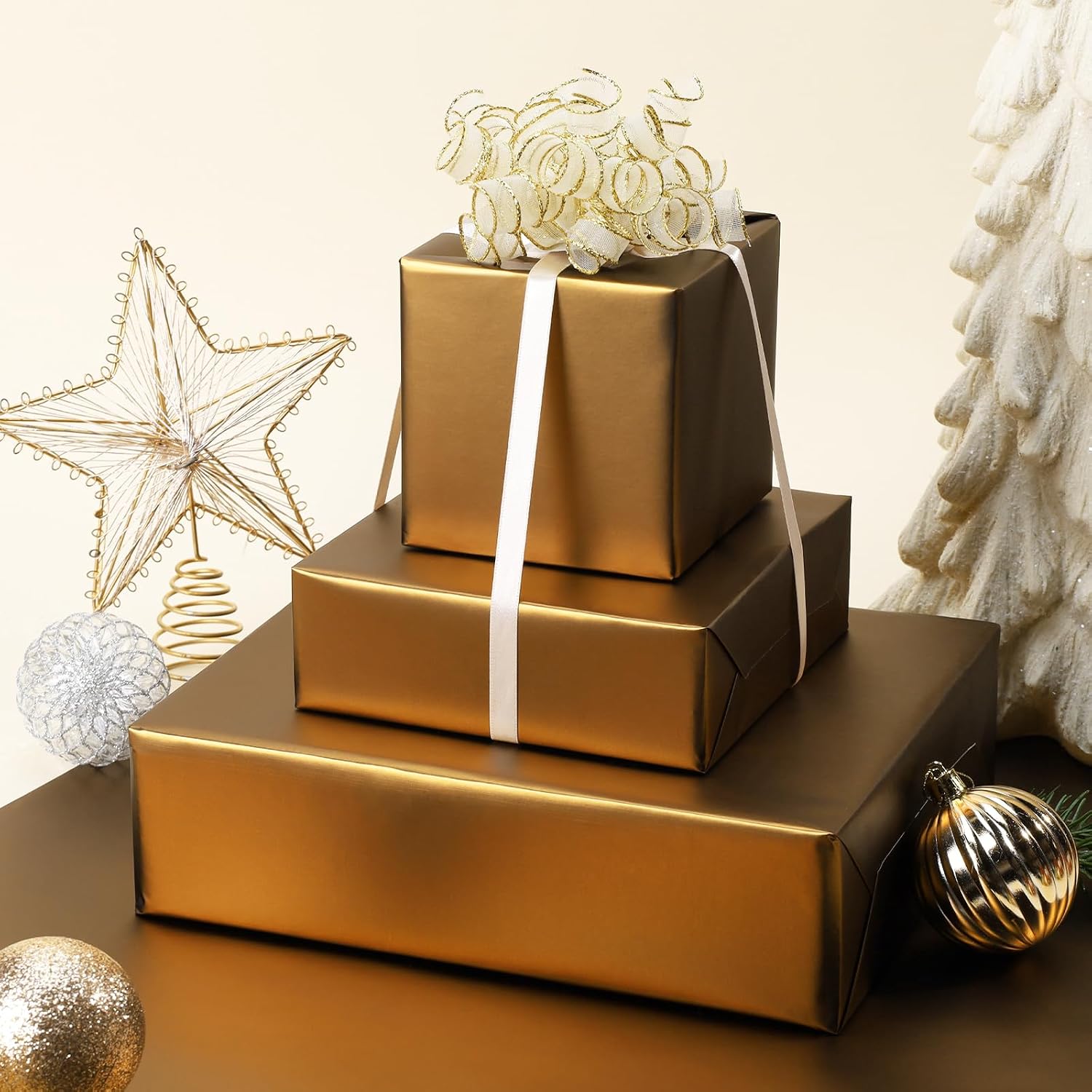 WRAPLA Burgundy Matte Metallic Wrapping Paper, Solid Color Gift Wrap