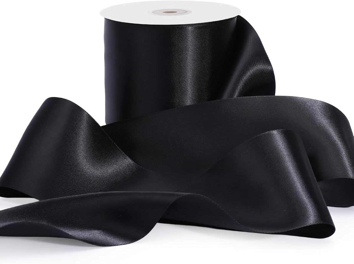 Gold Satin Ribbon 1 Inch x 100 Yards - Double Sided Silk Ribbon for Gift Wrapping Wedding Decoration Bows Bouquet Floral Arrangement Crafts