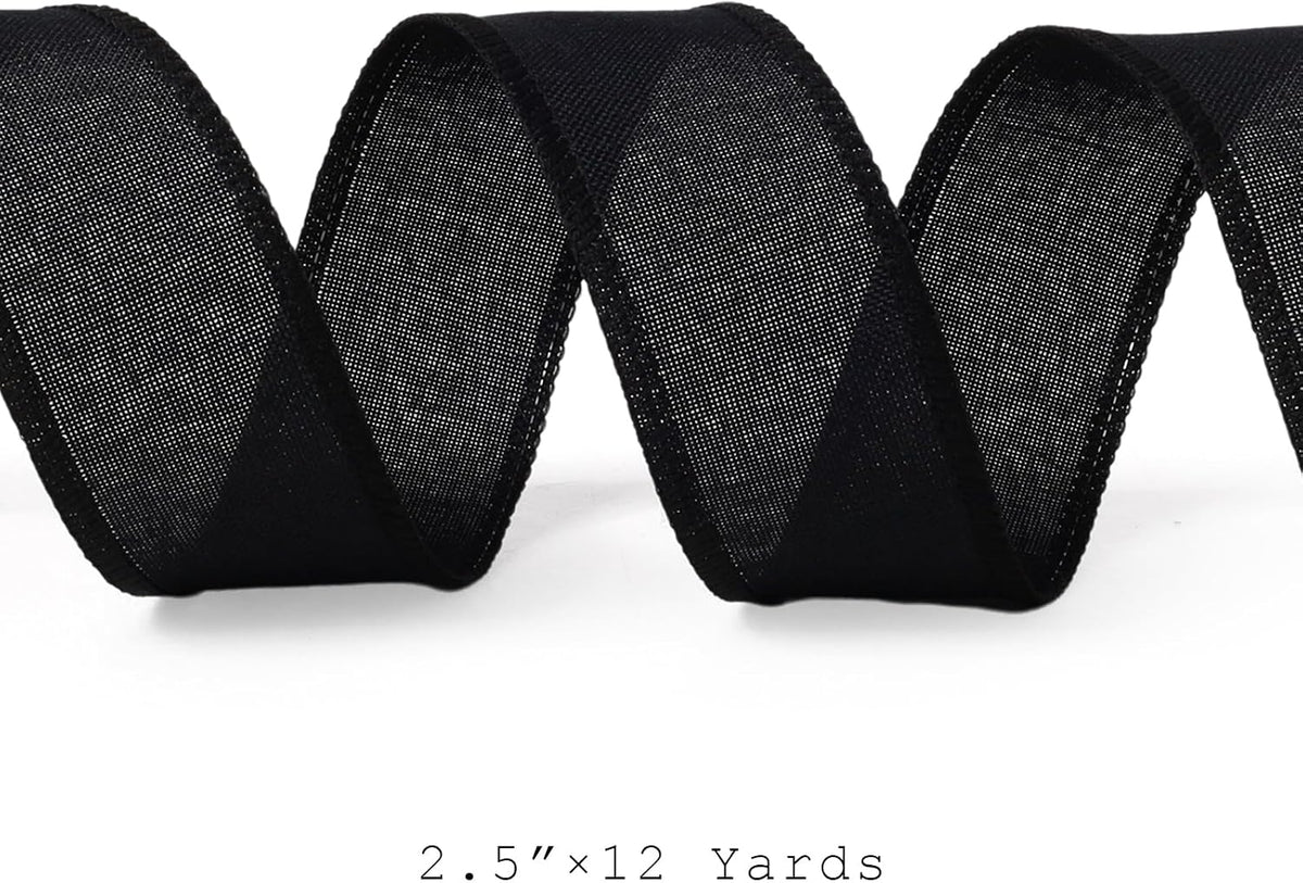 1.5 Inch Black Burlap Wired Ribbon, Halloween Crafts & Gift Wrapping