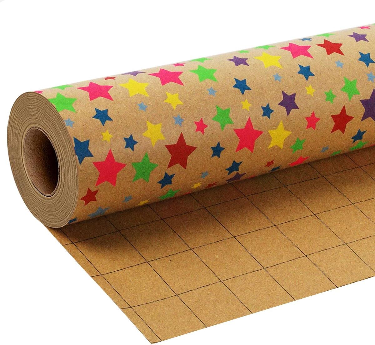 WRAPLA Kraft Birthday Wrapping Paper Colorful Balloons Design for Holiday