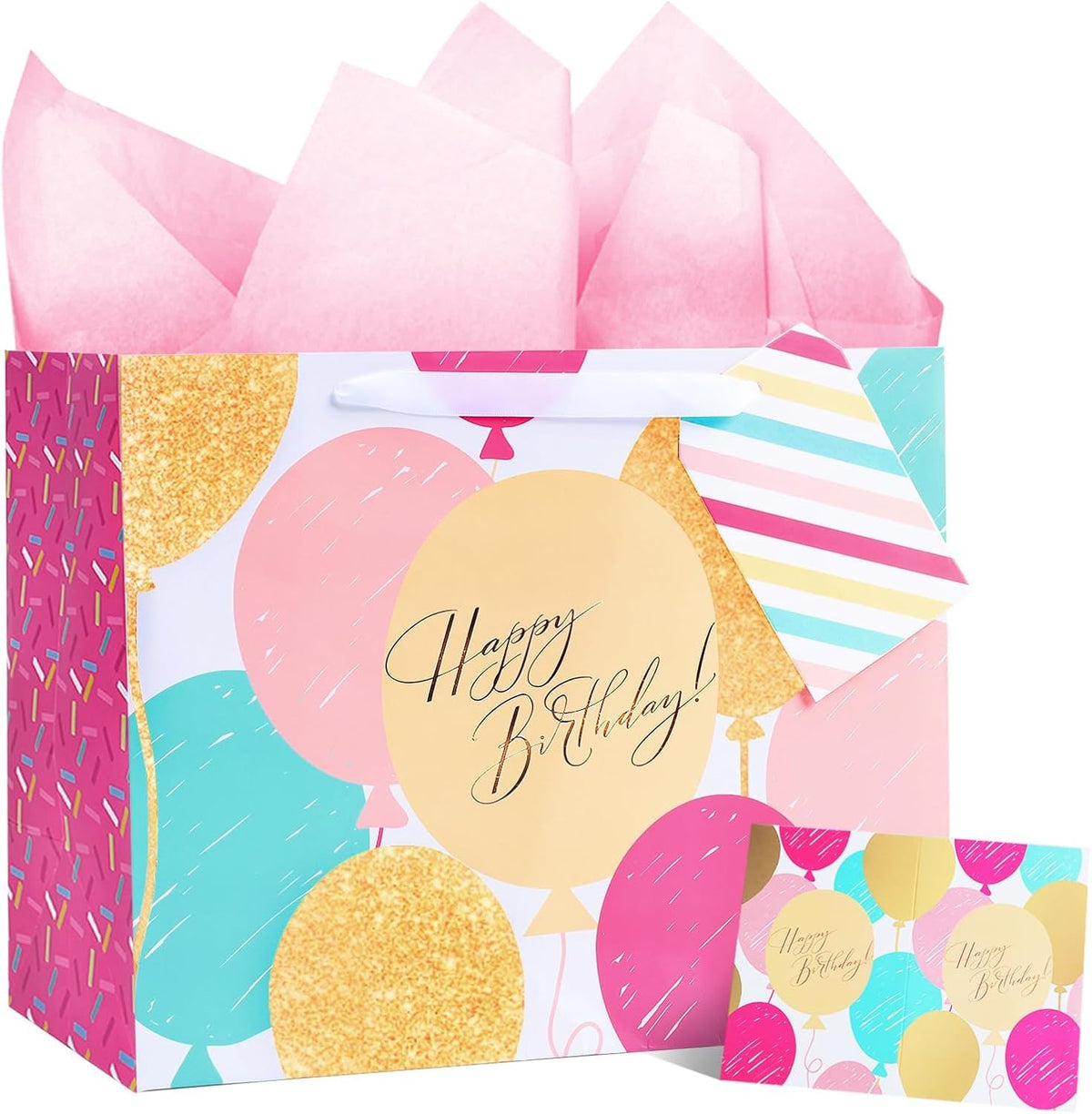 WRAPLA 13" Large Dinosaur Birthday Gift Bag, Blue Holographic Design