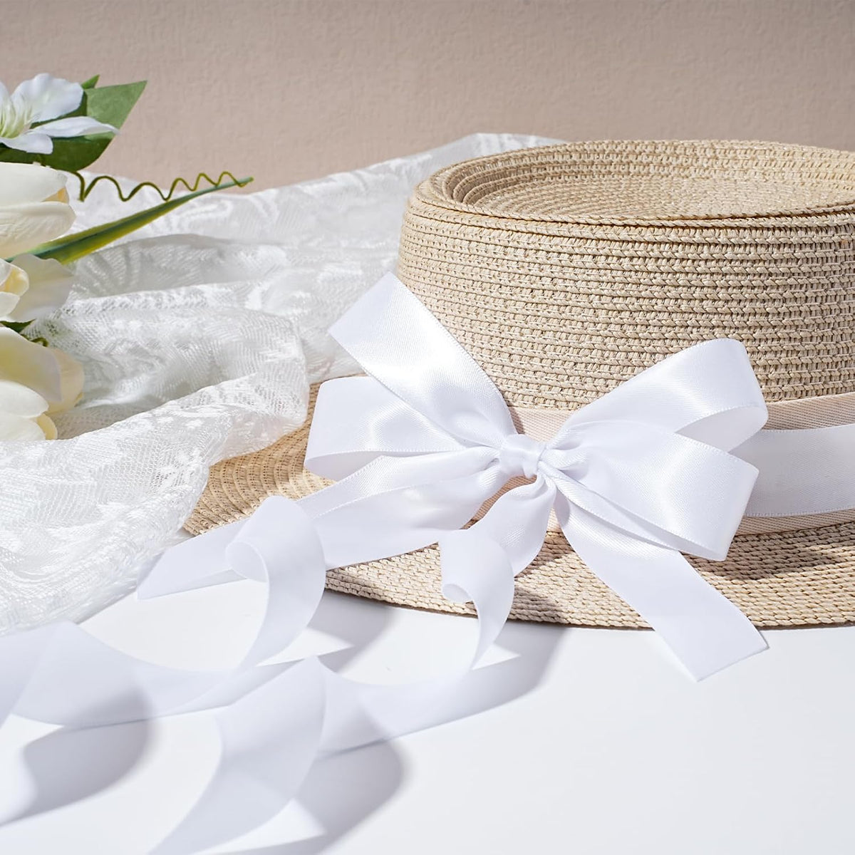 Gold Satin Ribbon 1 Inch x 100 Yards - Double Sided Silk Ribbon for Gift Wrapping Wedding Decoration Bows Bouquet Floral Arrangement Crafts