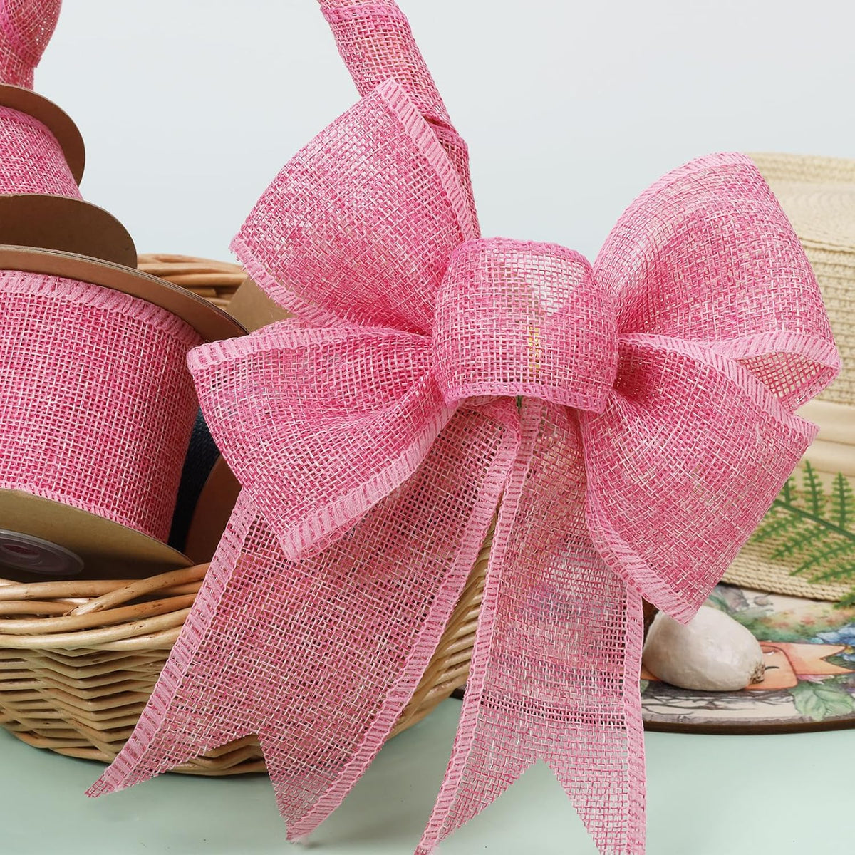 1.5 Inch Natural Burlap Wired Ribbon, Christmas & Gift Wrapping