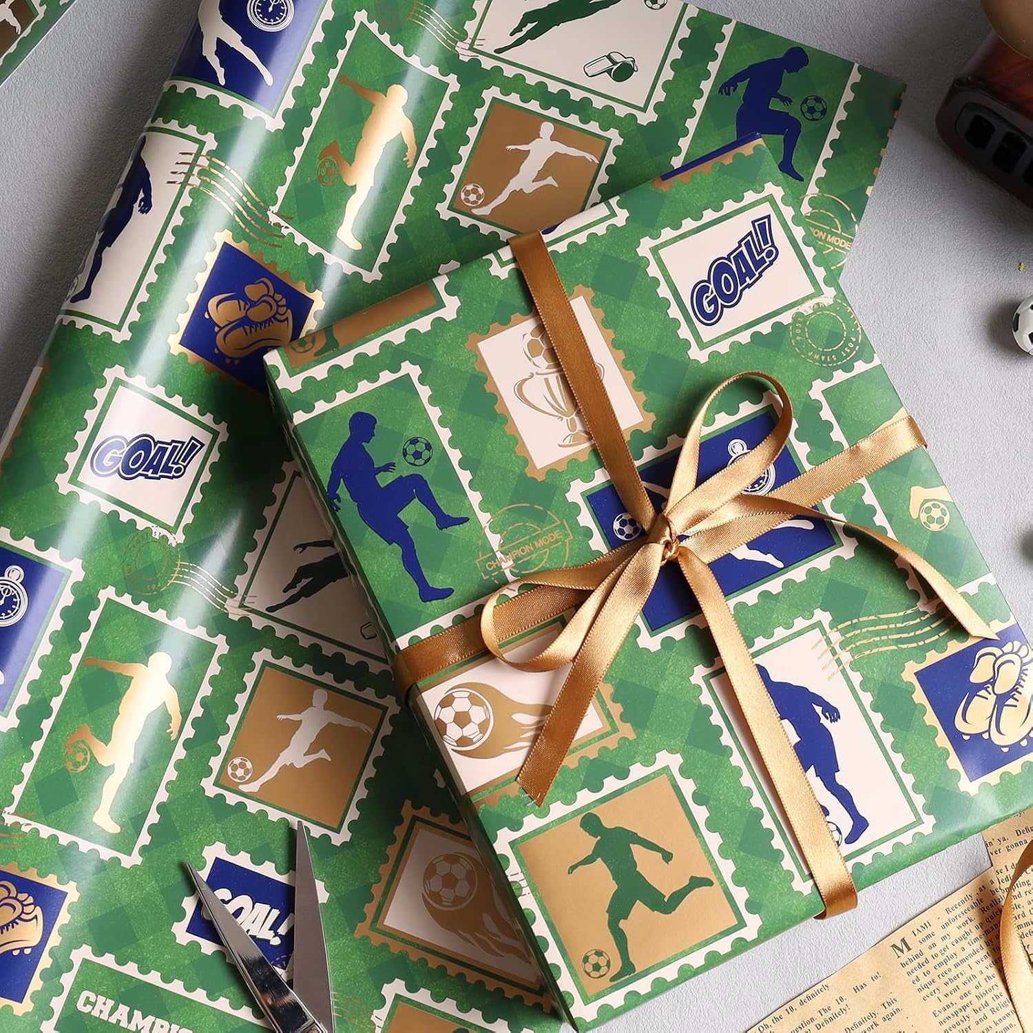 WRAPLA Baseball Kraft Wrapping Paper Baseball Glove and Ball Design