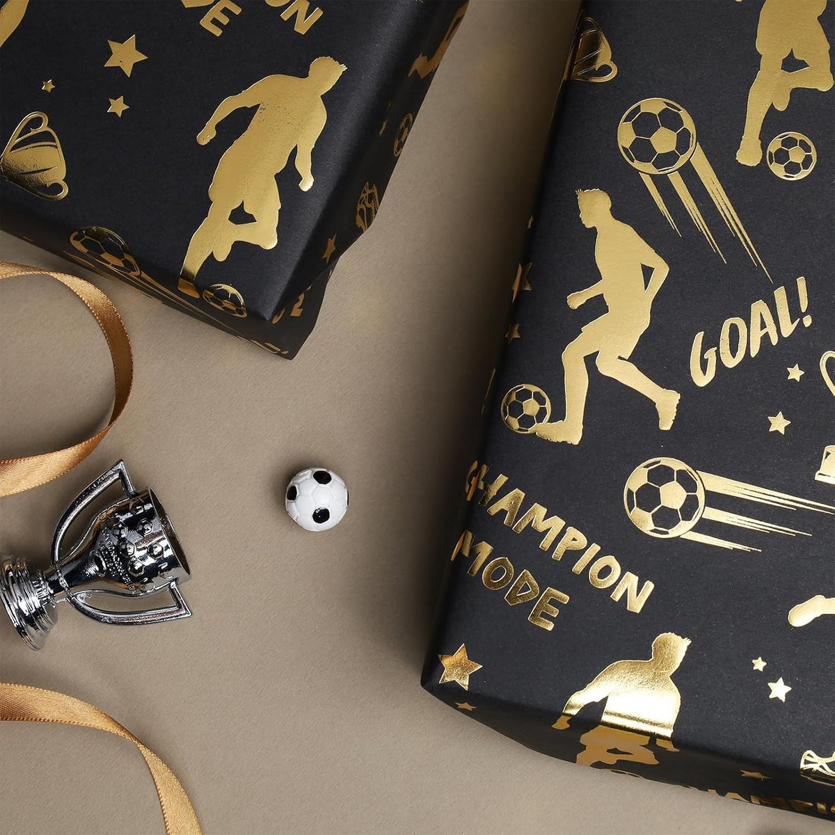 WRAPLA Baseball Kraft Wrapping Paper Baseball Glove and Ball Design