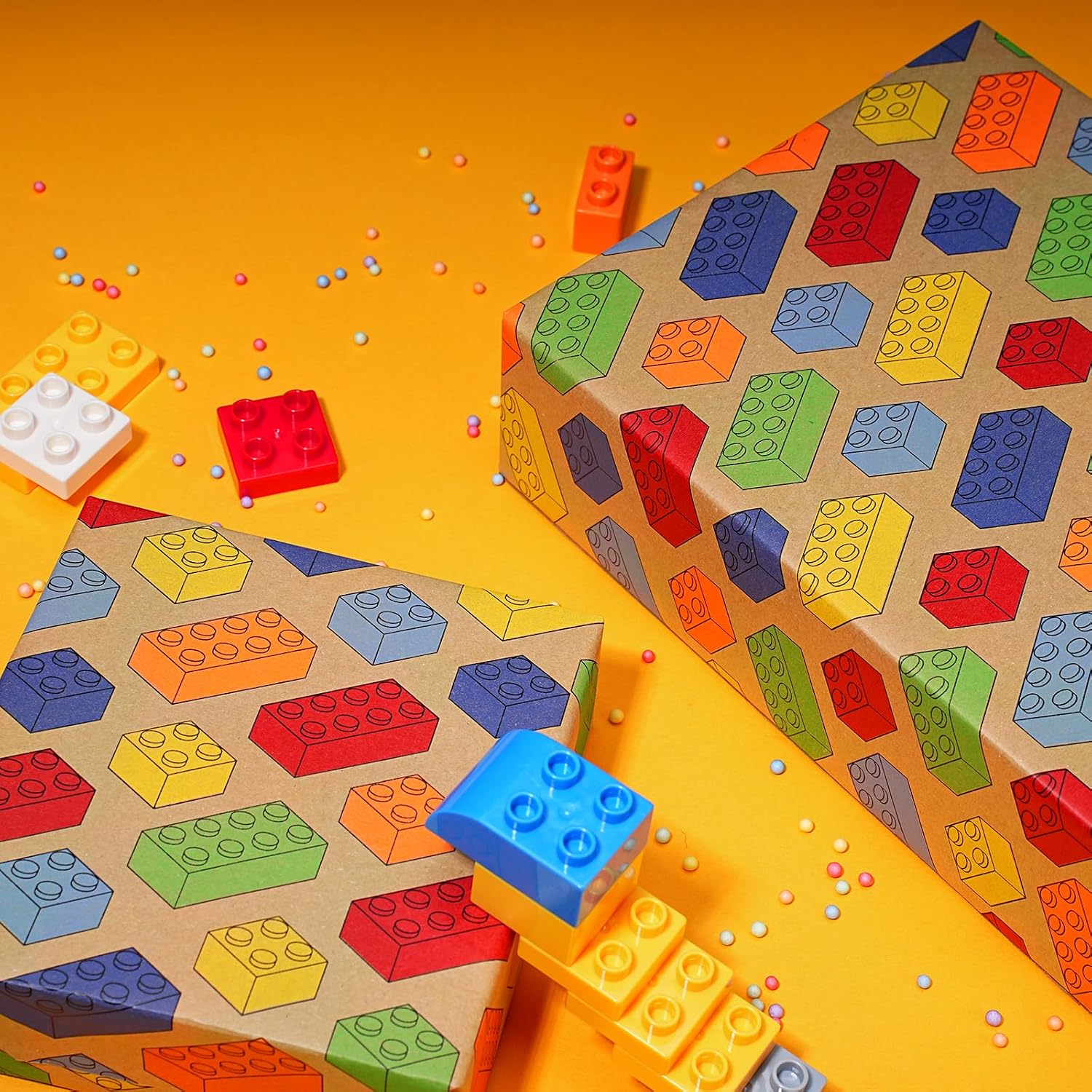 WRAPLA Kraft Birthday Wrapping Paper Colorful Balloons Design for Holiday