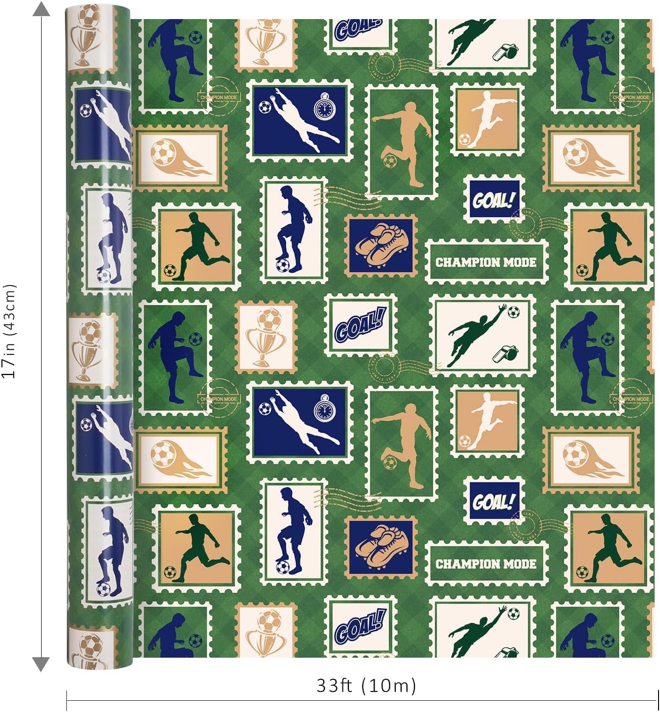 WRAPLA Baseball Kraft Wrapping Paper Baseball Glove and Ball Design