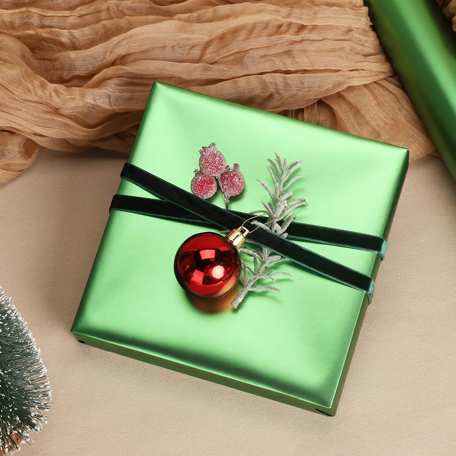 WRAPLA Burgundy Matte Metallic Wrapping Paper, Solid Color Gift Wrap