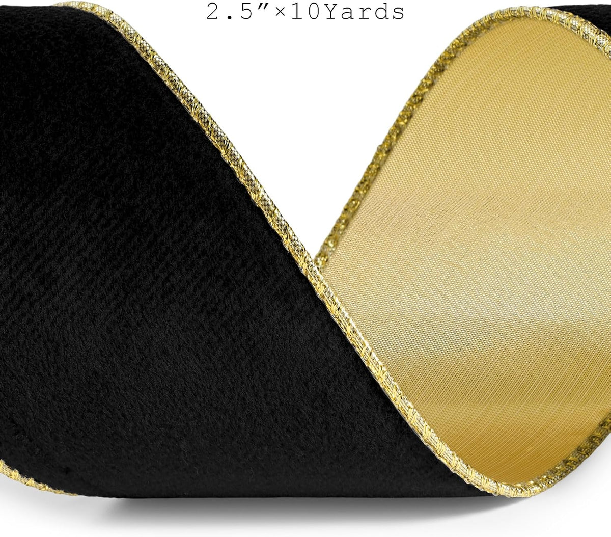 Black Velvet Wired Ribbon 1 Inch x 10 Yards