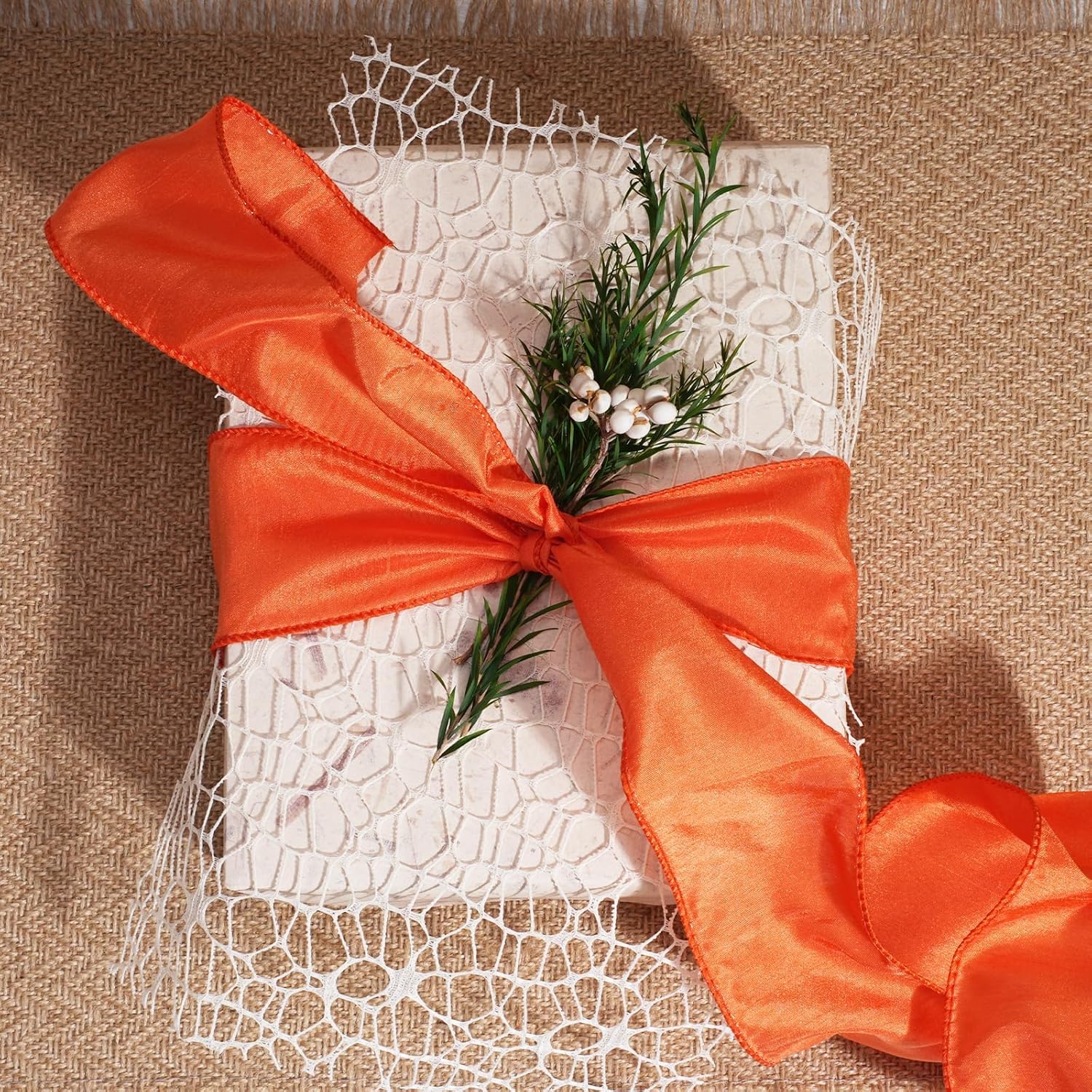 Moss Ribbon Wired 1 Inch x 10 Yards, Dupioni Christmas Decor