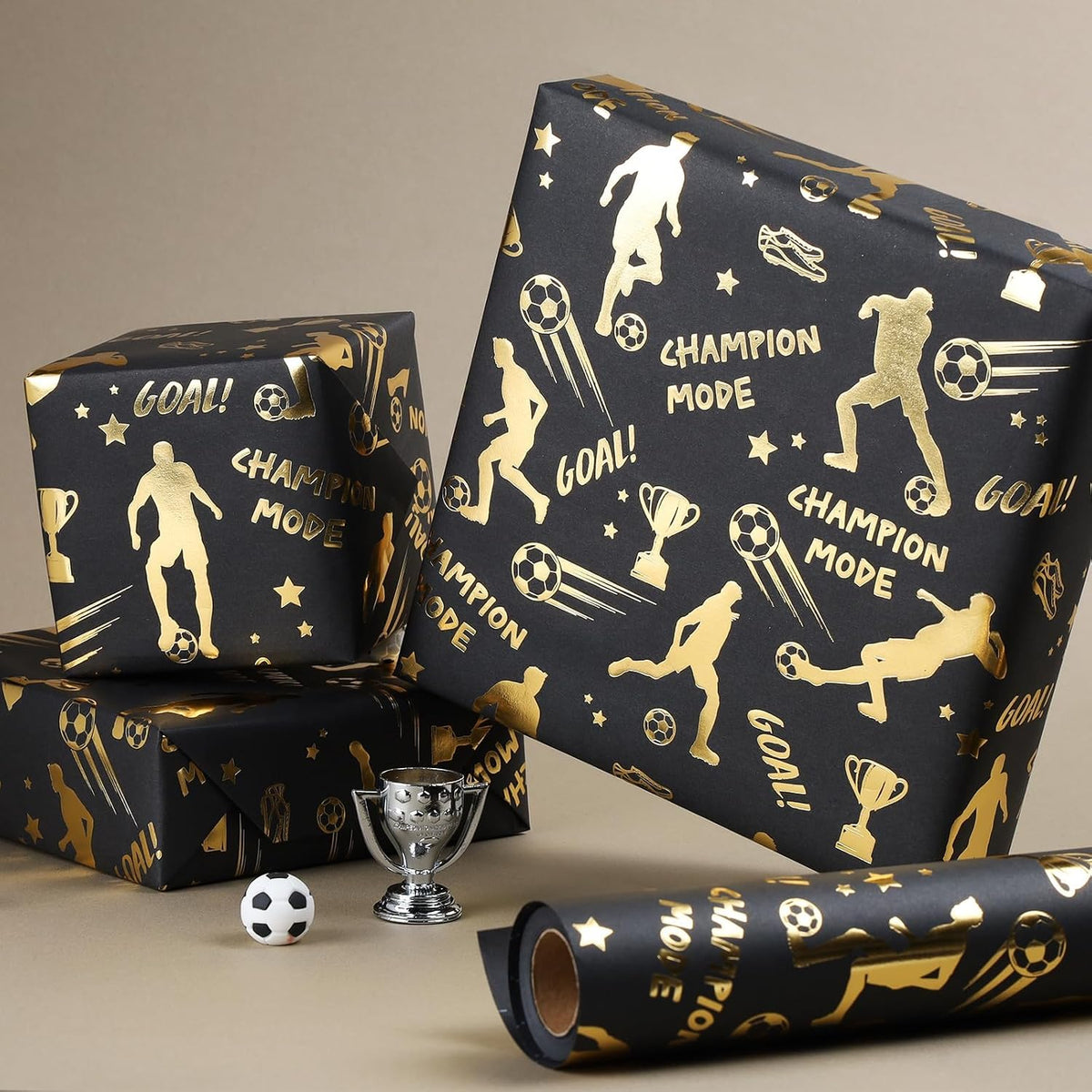 WRAPLA Baseball Kraft Wrapping Paper Baseball Glove and Ball Design